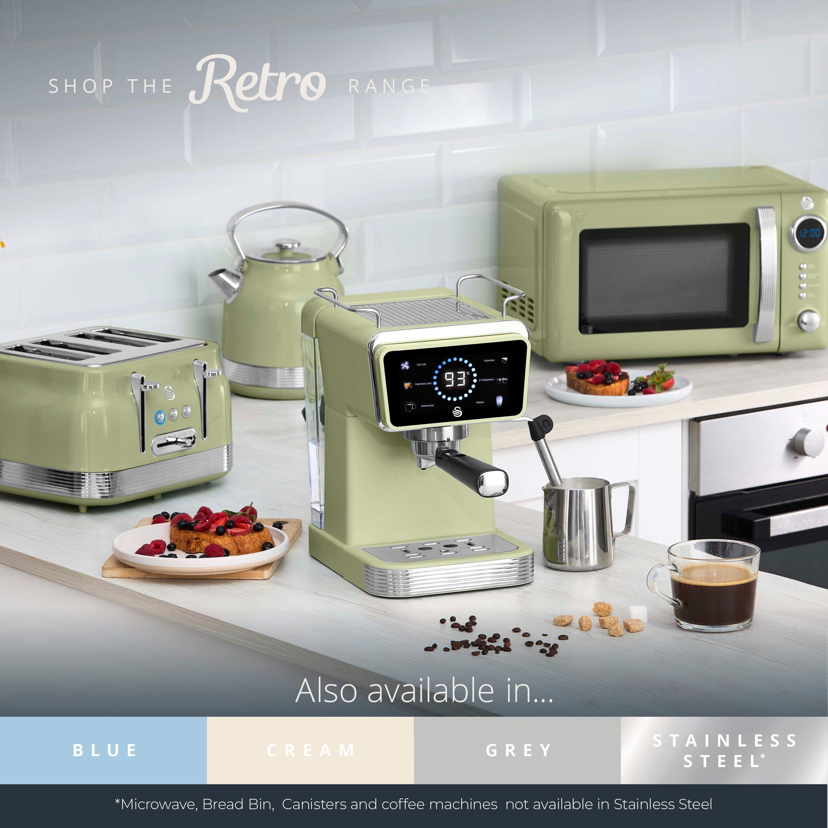 Green - Swan - Retro Pump Espresso Digital Coffee Machine Green - 5