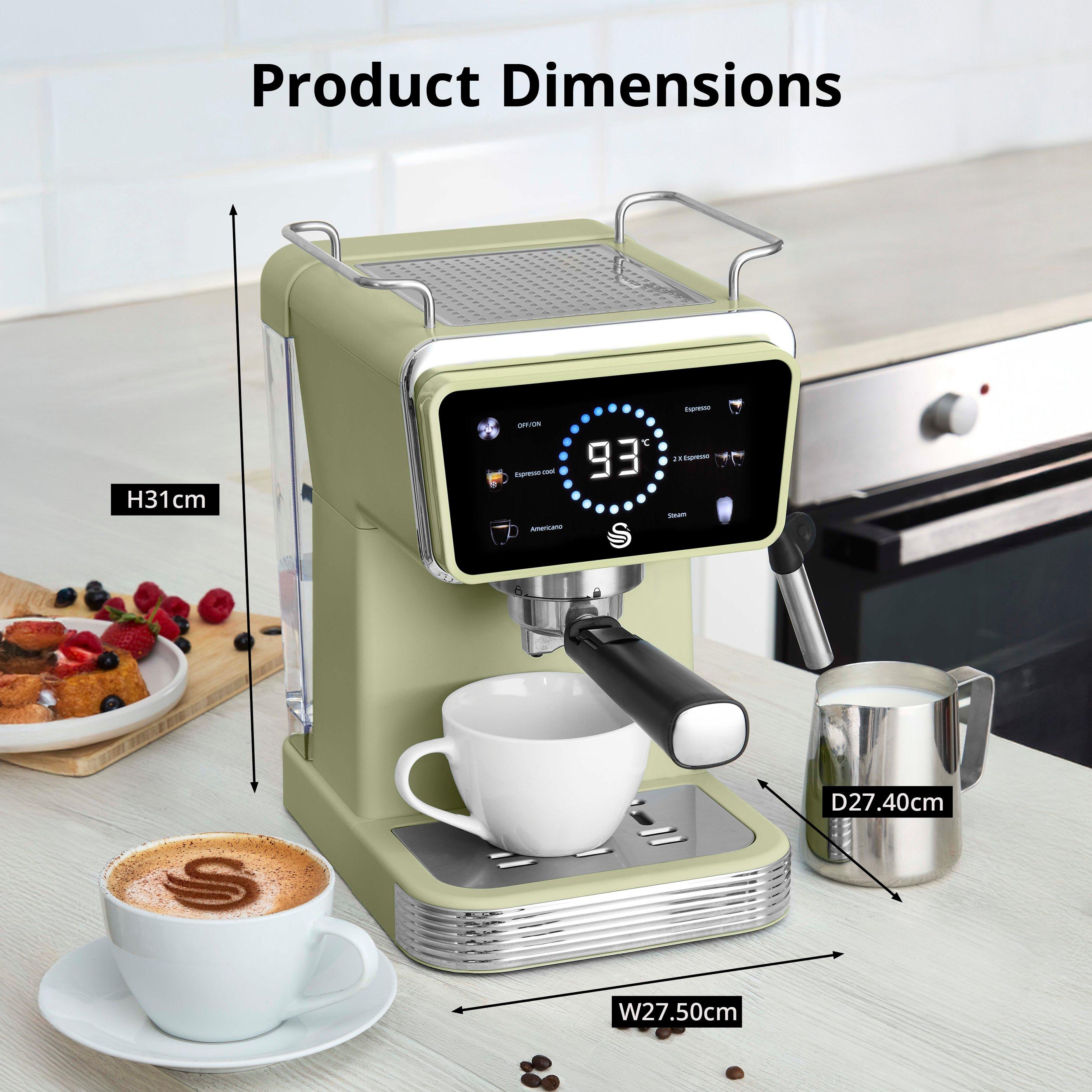 Green - Swan - Retro Pump Espresso Digital Coffee Machine Green - 6
