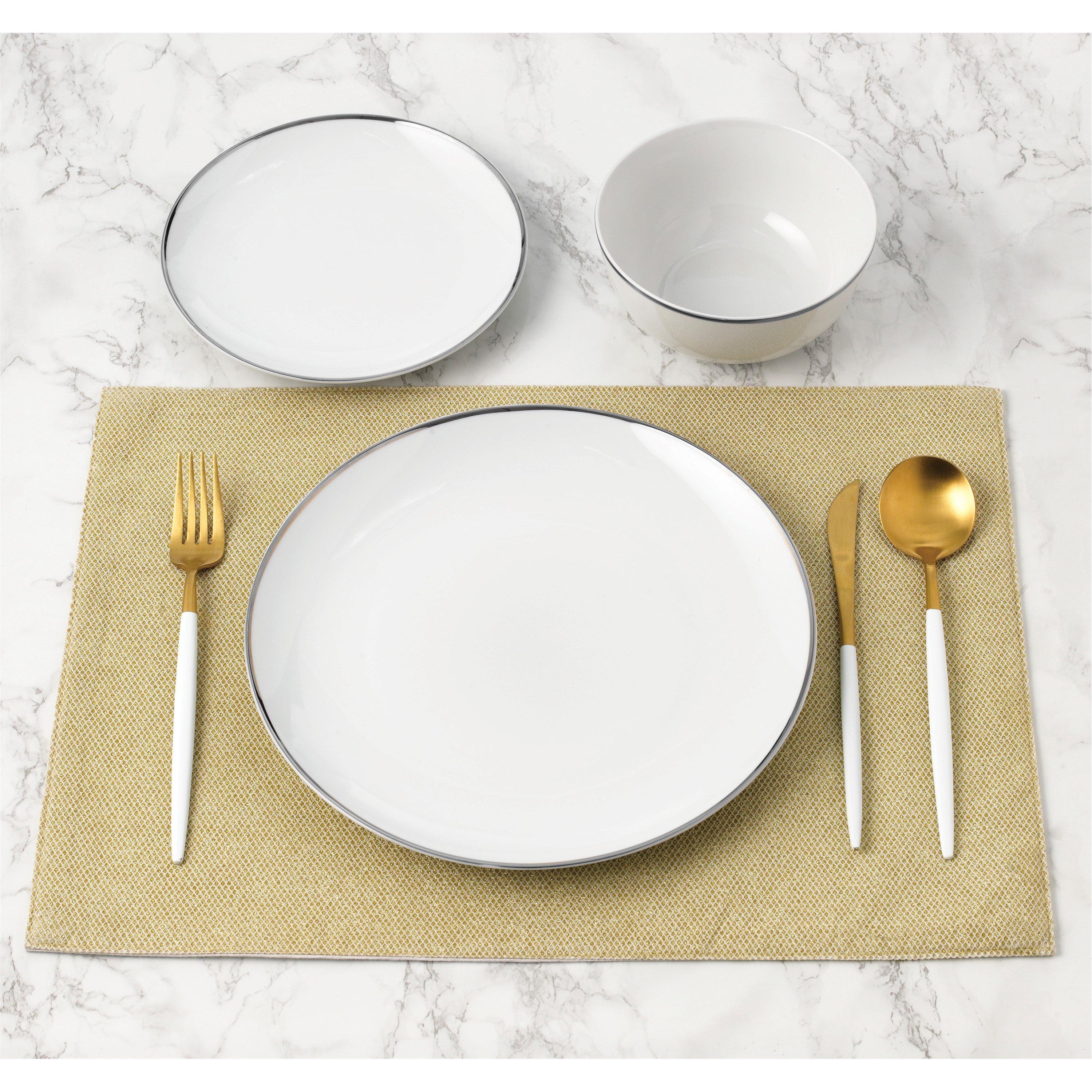 White - Waterside - 12PC PLATINUM RIM DINNER SETS - 3