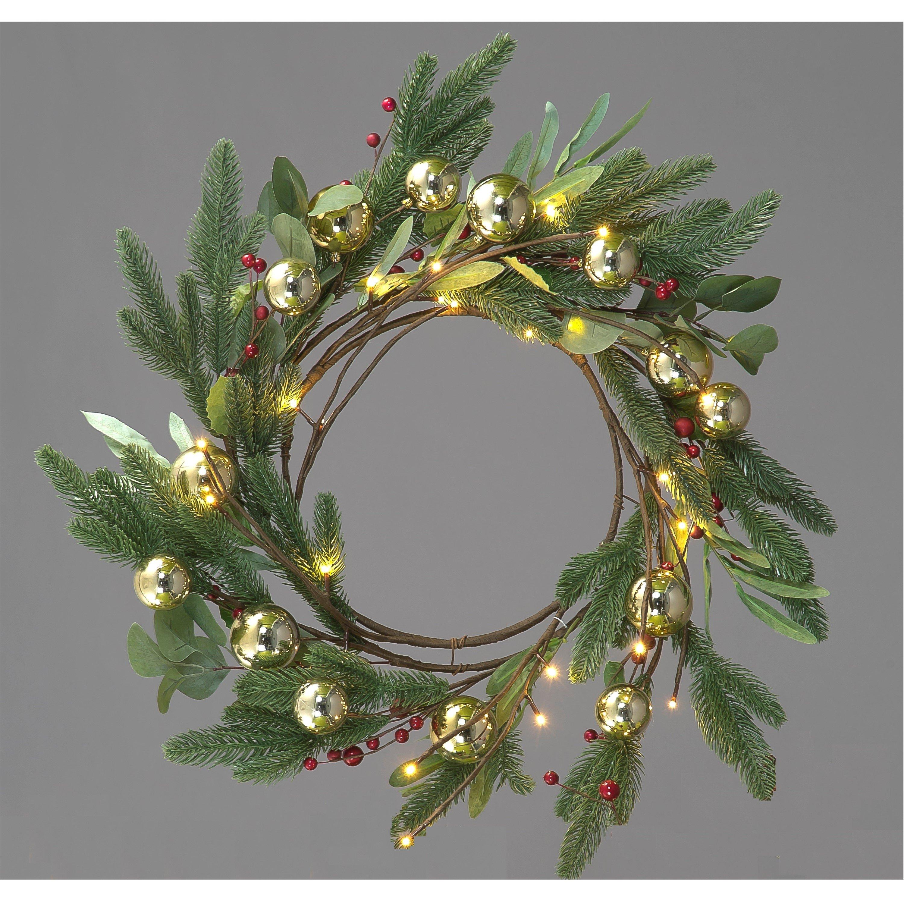 Green - Snowtime - 60cm Mixed Leaf Wreath