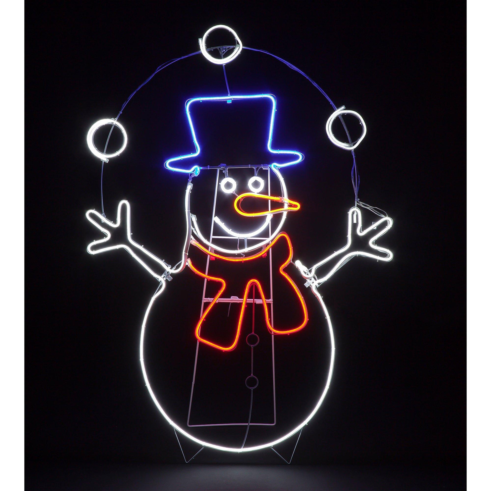 Multi - Snowtime - 1.2m Ropelight Snowman Juggling Snowbalss