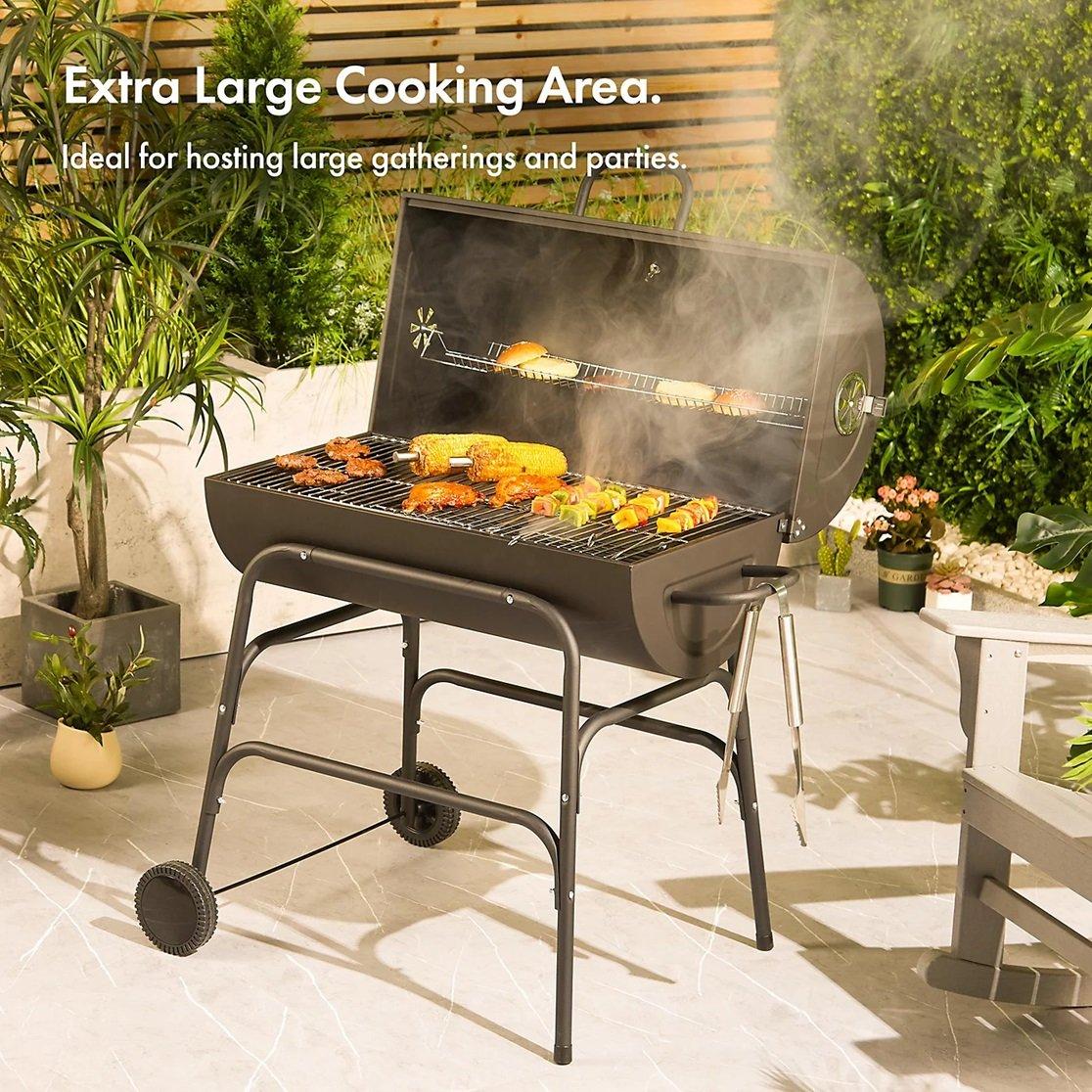 Black - VonHaus - American Style BBQ with Shelf - 2