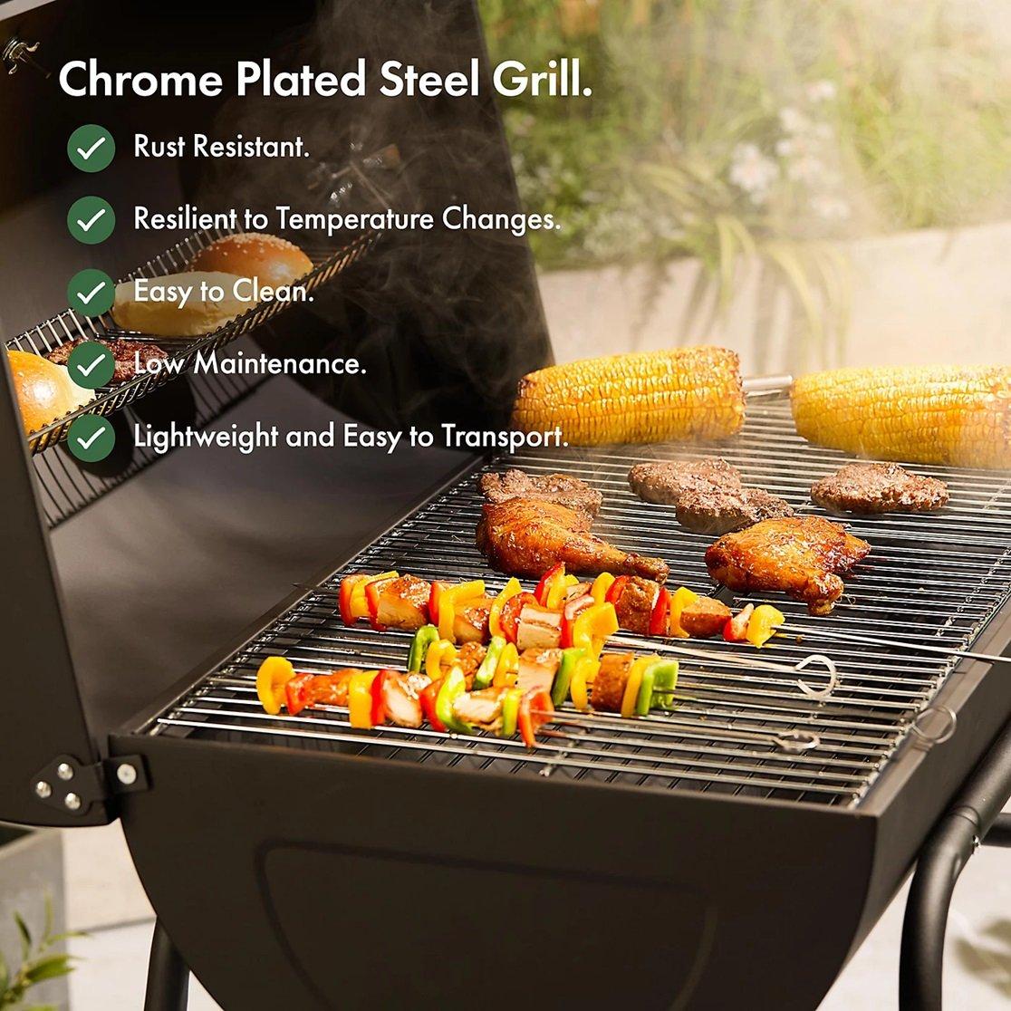 Black - VonHaus - American Style BBQ with Shelf - 3