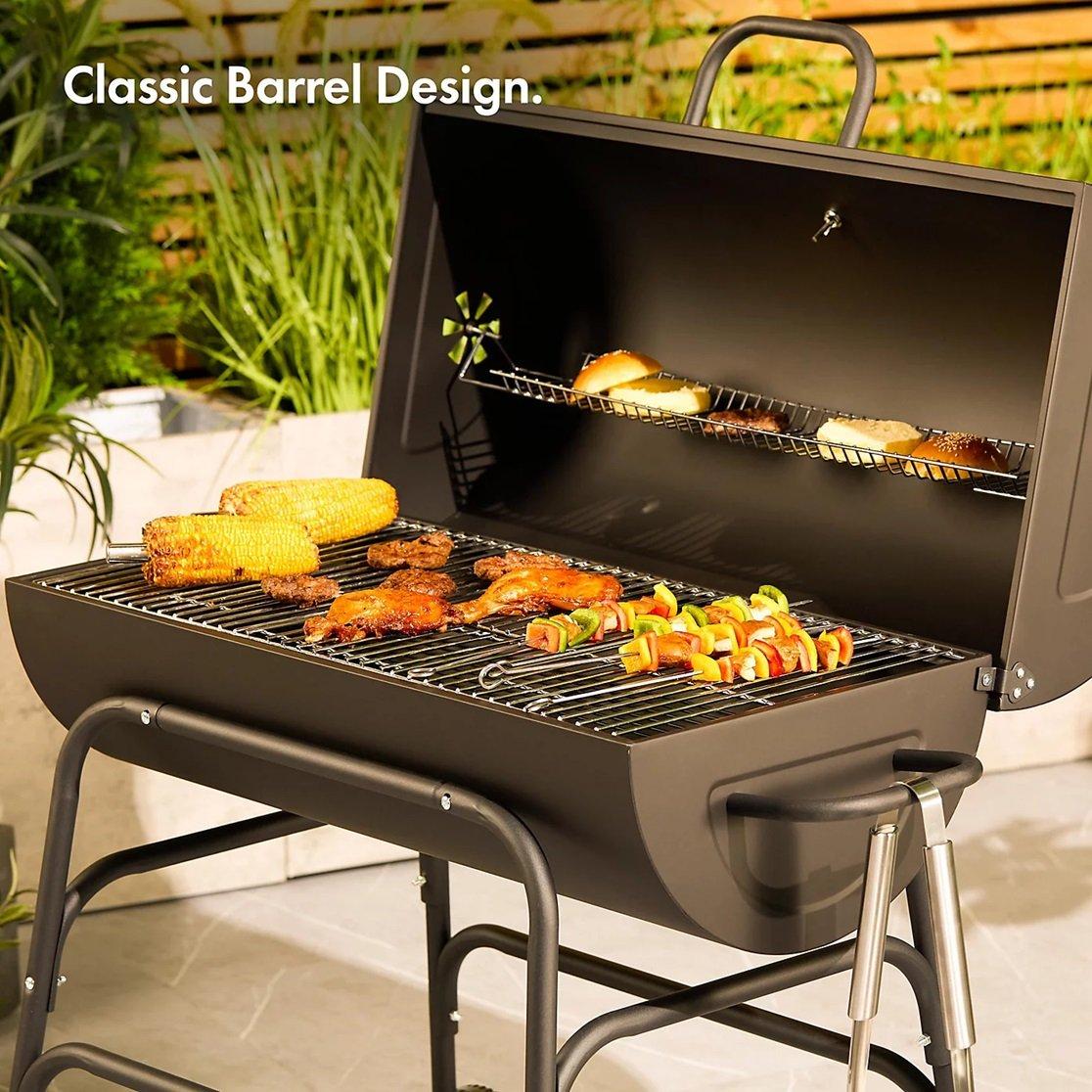 Black - VonHaus - American Style BBQ with Shelf - 4