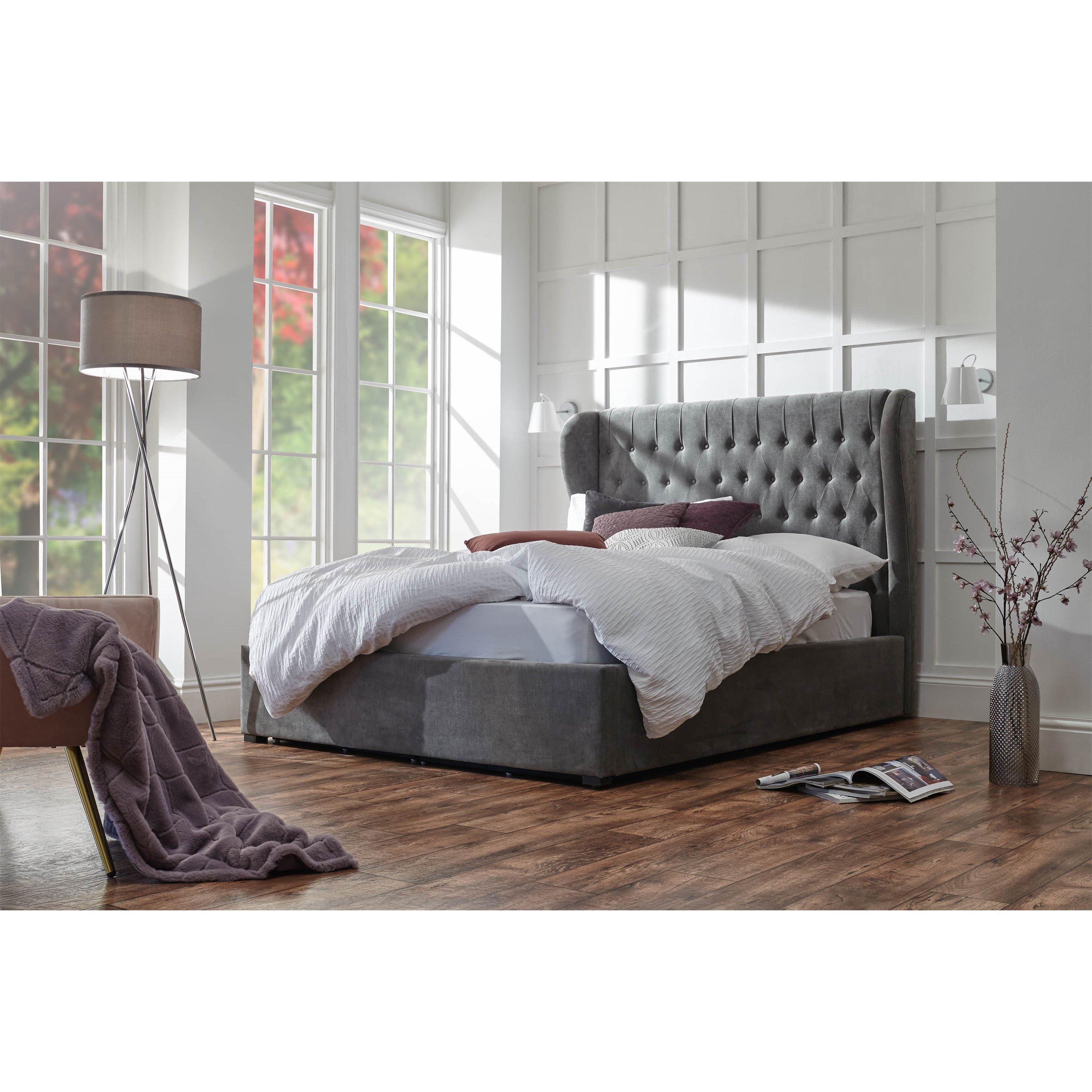 Gfw  Dakota Ottoman Bed - Pewter Grey - Double