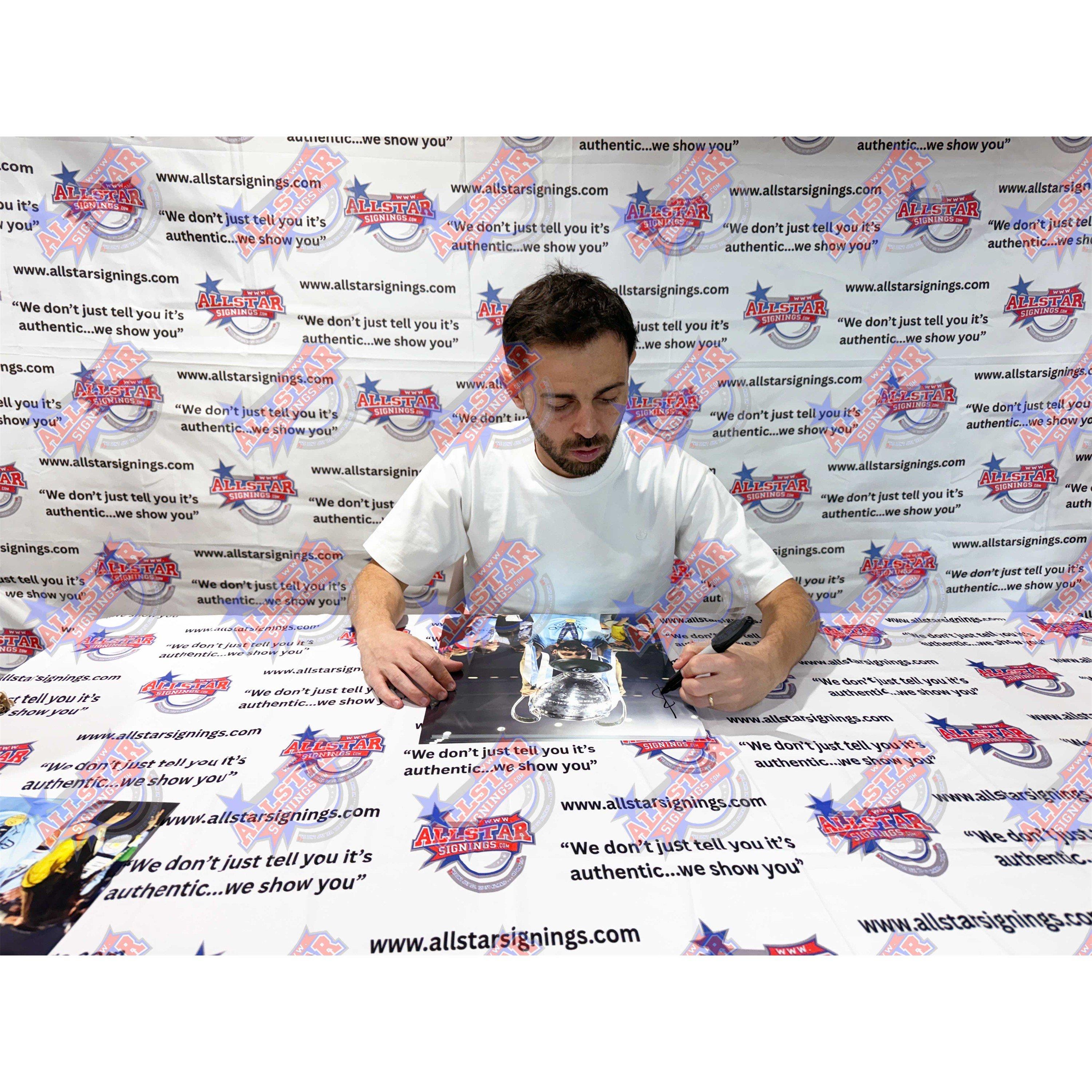 Blue - Manchester City FC - Bernardo Silva Signed Framed Manchester City Photo - 2