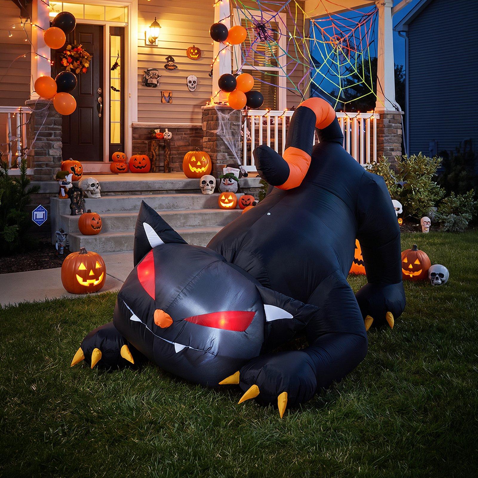 Black - LIFE IDEAS - 1.8M Halloween Inflatable Black Cat - 1