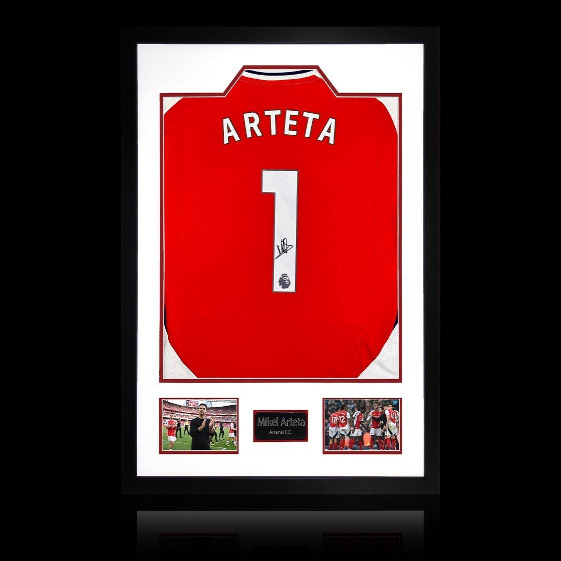 The Fan Cave  Mikel Arteta Signed Arsenal Shirt Premium Frame - Red - 850x600mm