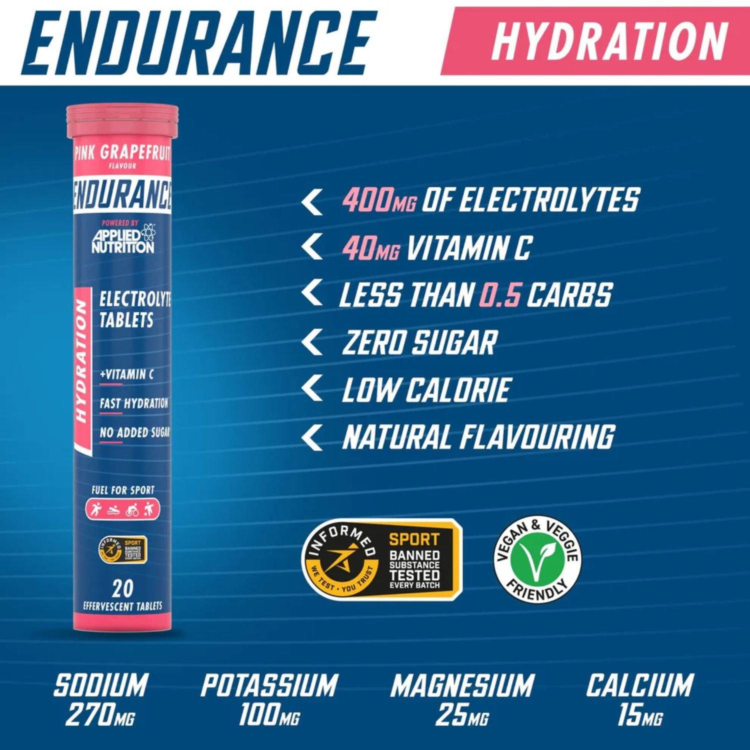 Pink Grapefruit - Applied Nutrition - Endurance Hydration Electrolyte (6 x 20 Tablet Tube) - 2