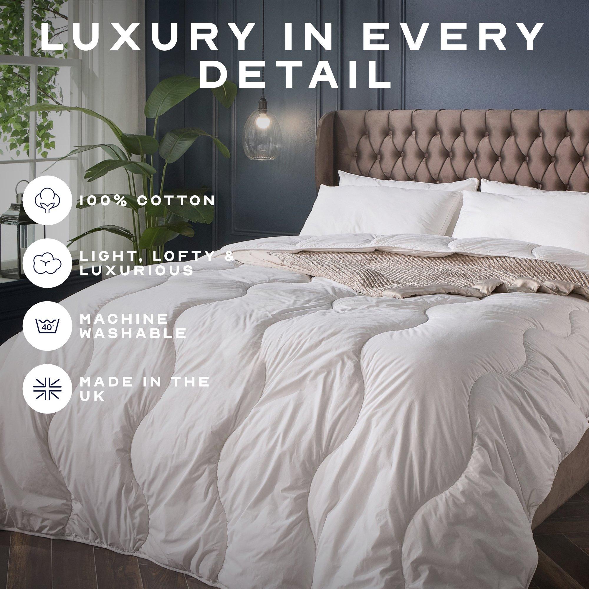 White - Snuggledown - Indulgent Cotton 10.5 Tog Duvet + 2 Soft Pillows - 10