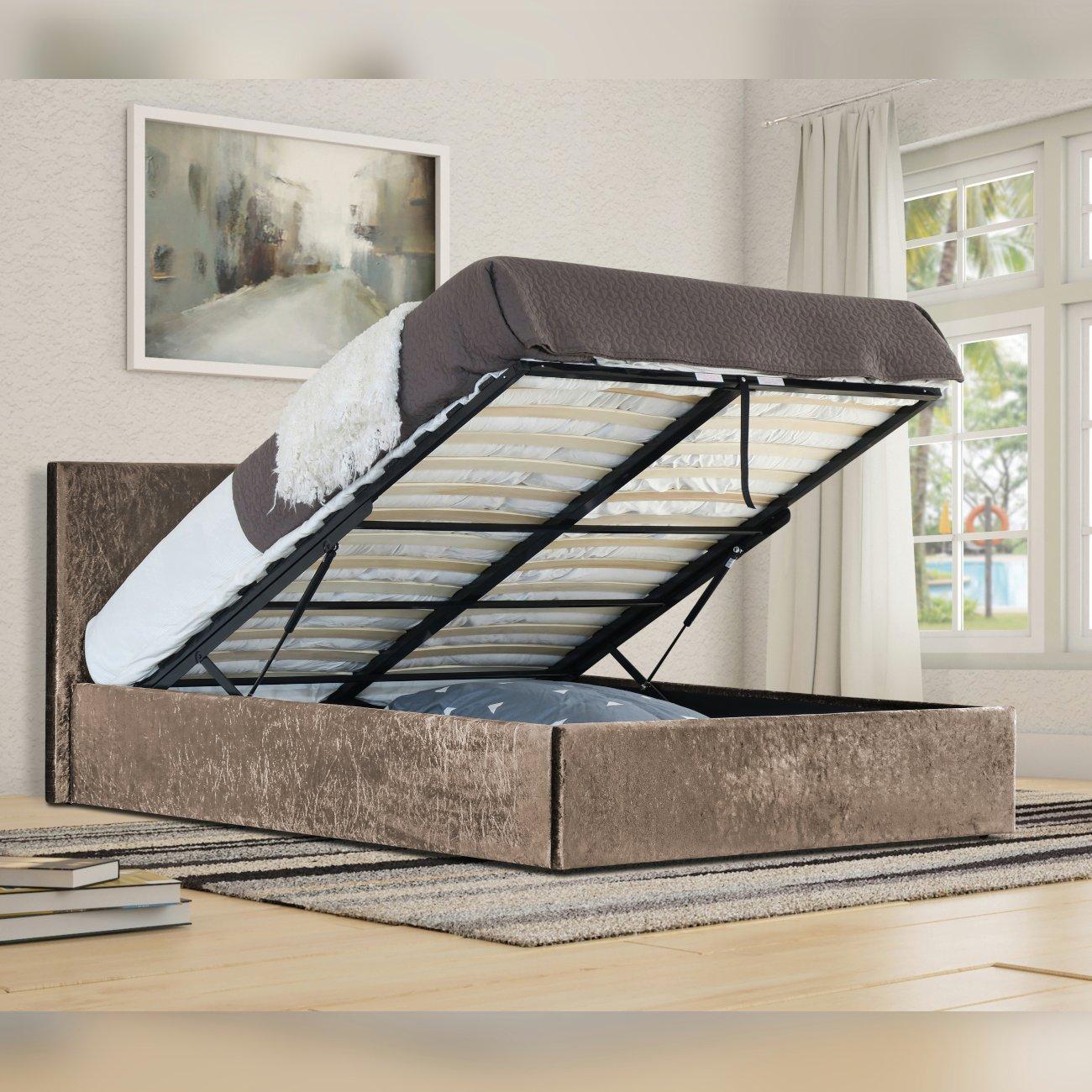 Crushed Velvet Ottoman Bed Only