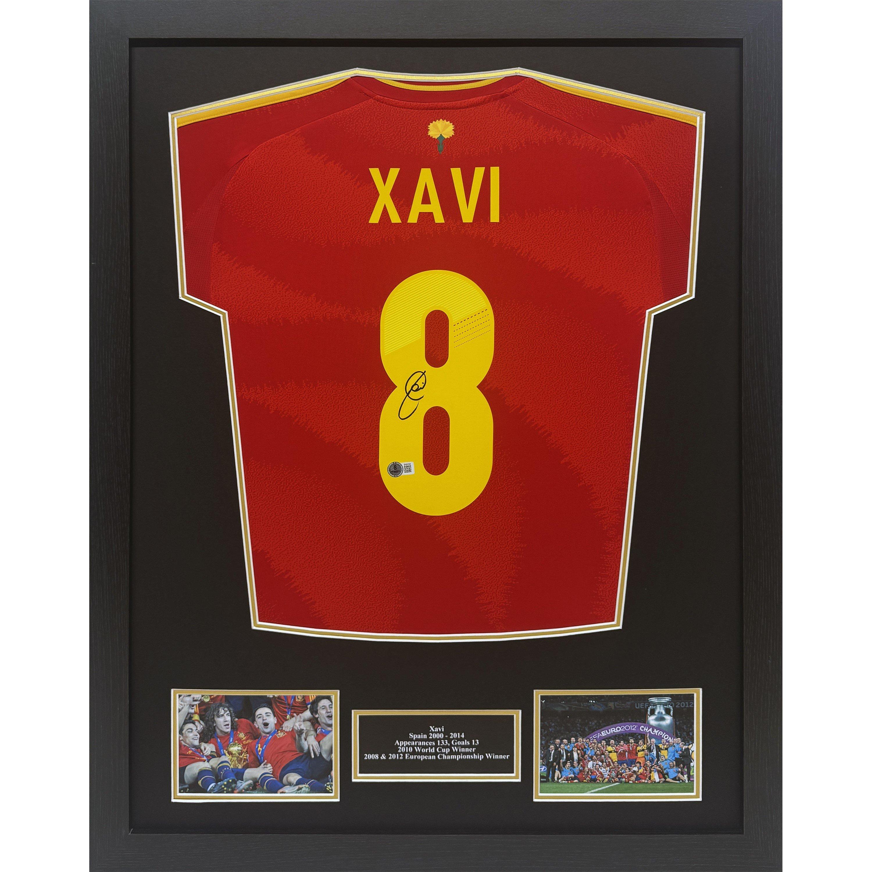 Red - AllStarSignings Ltd - Xavi Signed & Framed Spain football shirt