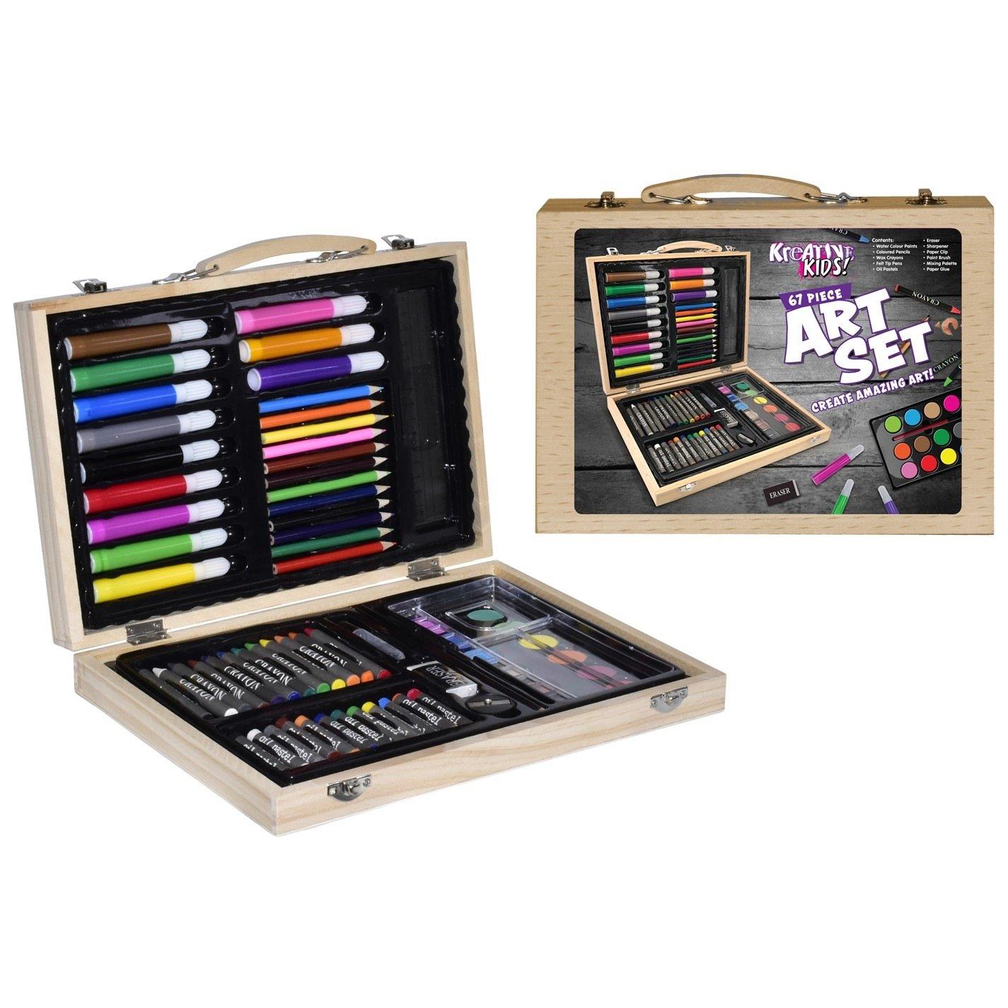 Kandytoys  Kids 67 Piece Folding Wooden Art Set -  Colour