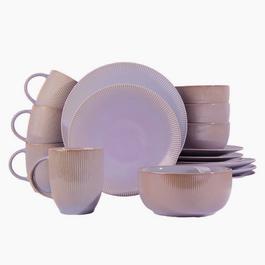 Waterside 16pc Reactive Glaze Purple Dinner Set