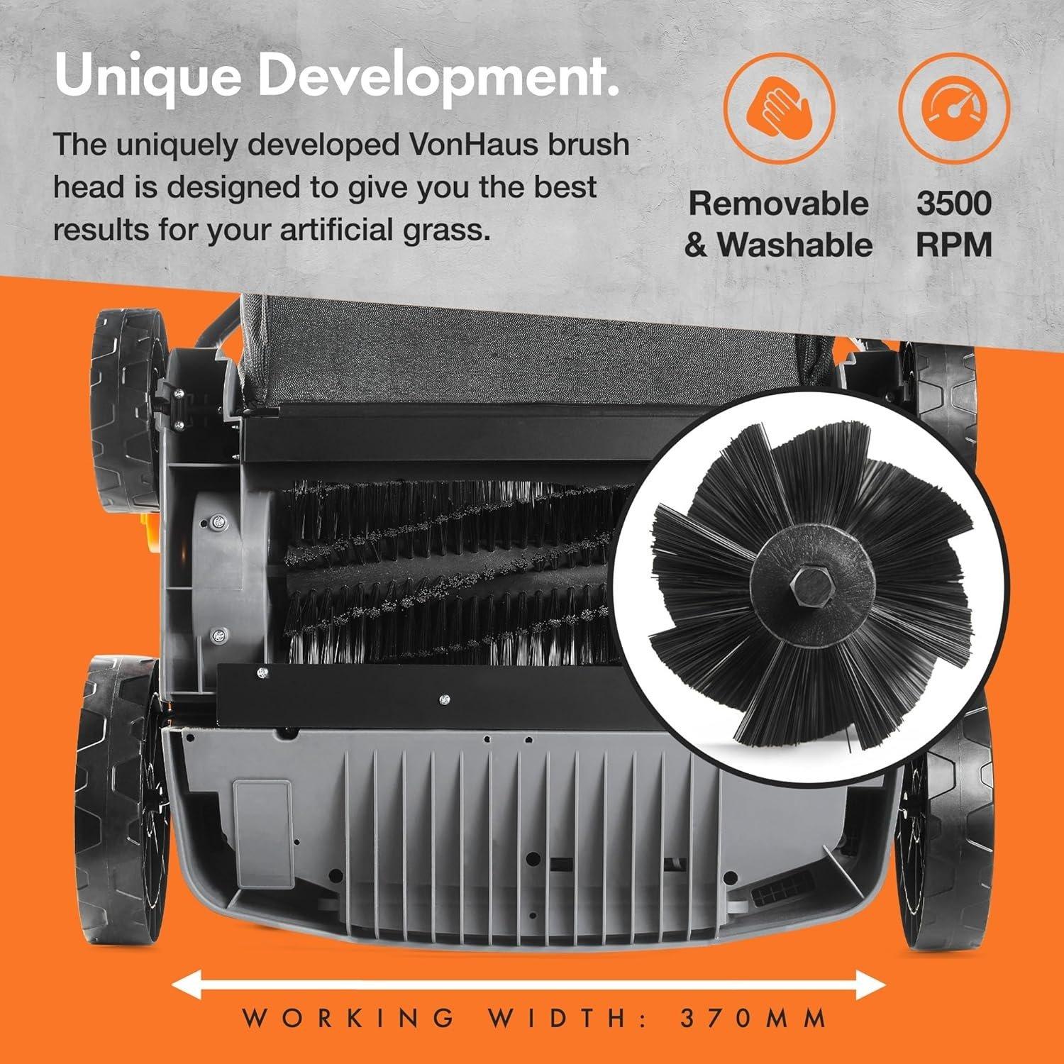 Grey - VonHaus - VonHaus Artificial Grass Brush 1800W – 45l Lite - 6