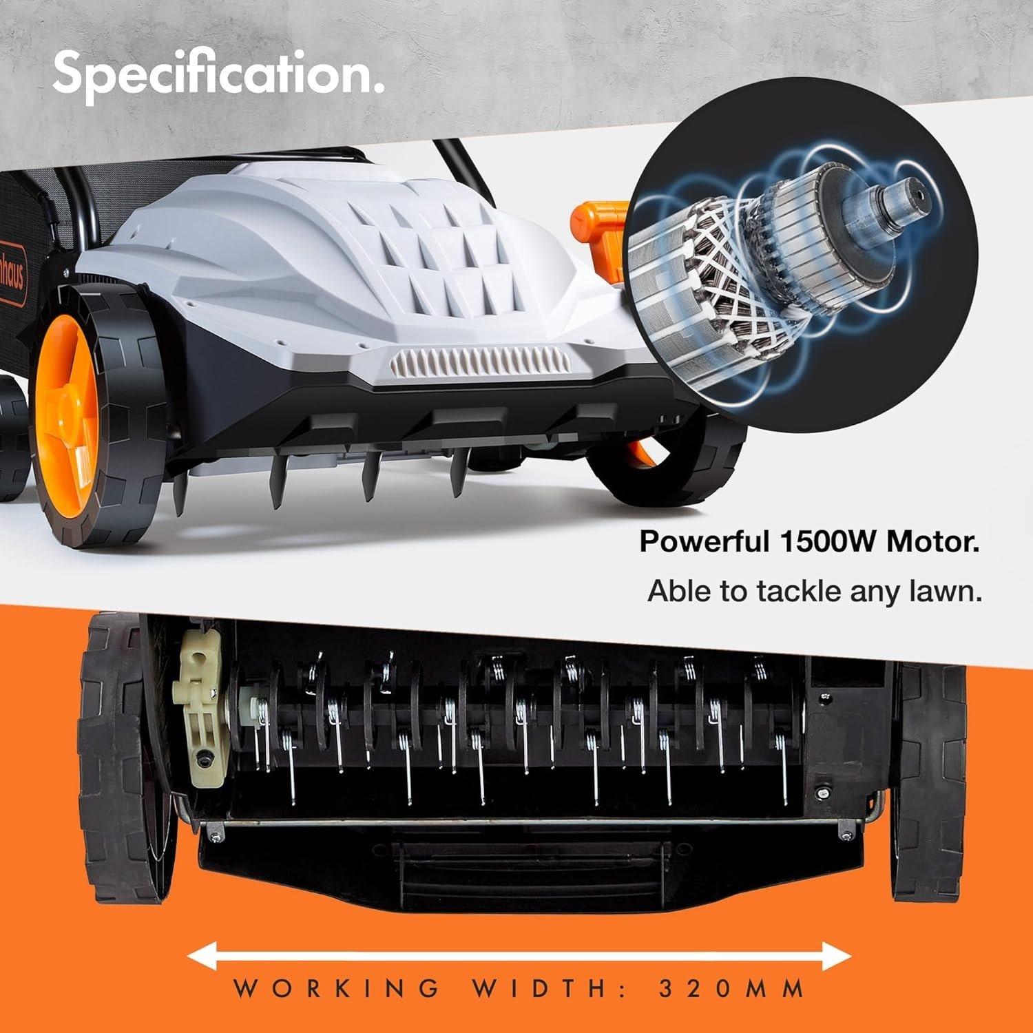 Grey - VonHaus - 2 In 1 Scarifier/Aerator - 4