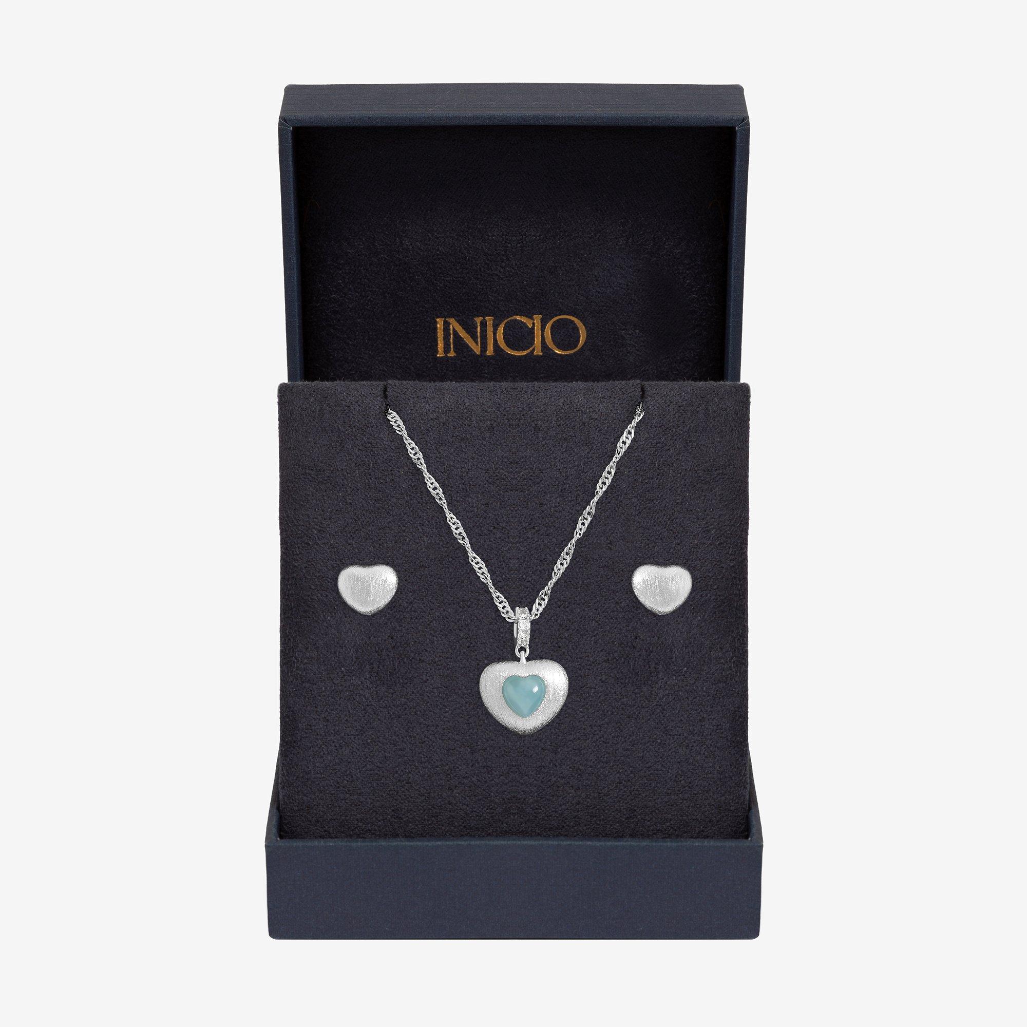Silver - Inicio - Silver Plated Satin Heart Set - Gift Box - 1