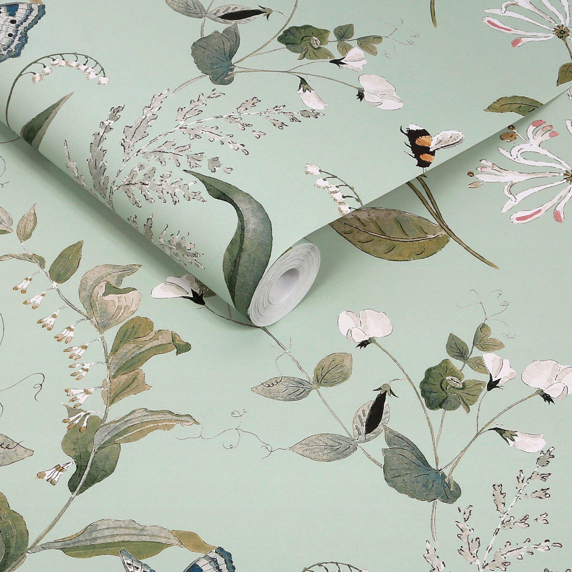 Pale Mint - Sophie Allport - Wild Floral Wallpaper - 3