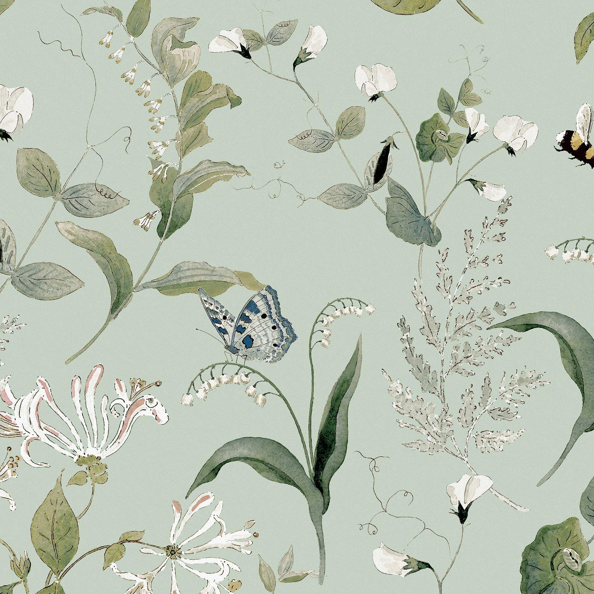 Pale Mint - Sophie Allport - Wild Floral Wallpaper - 4