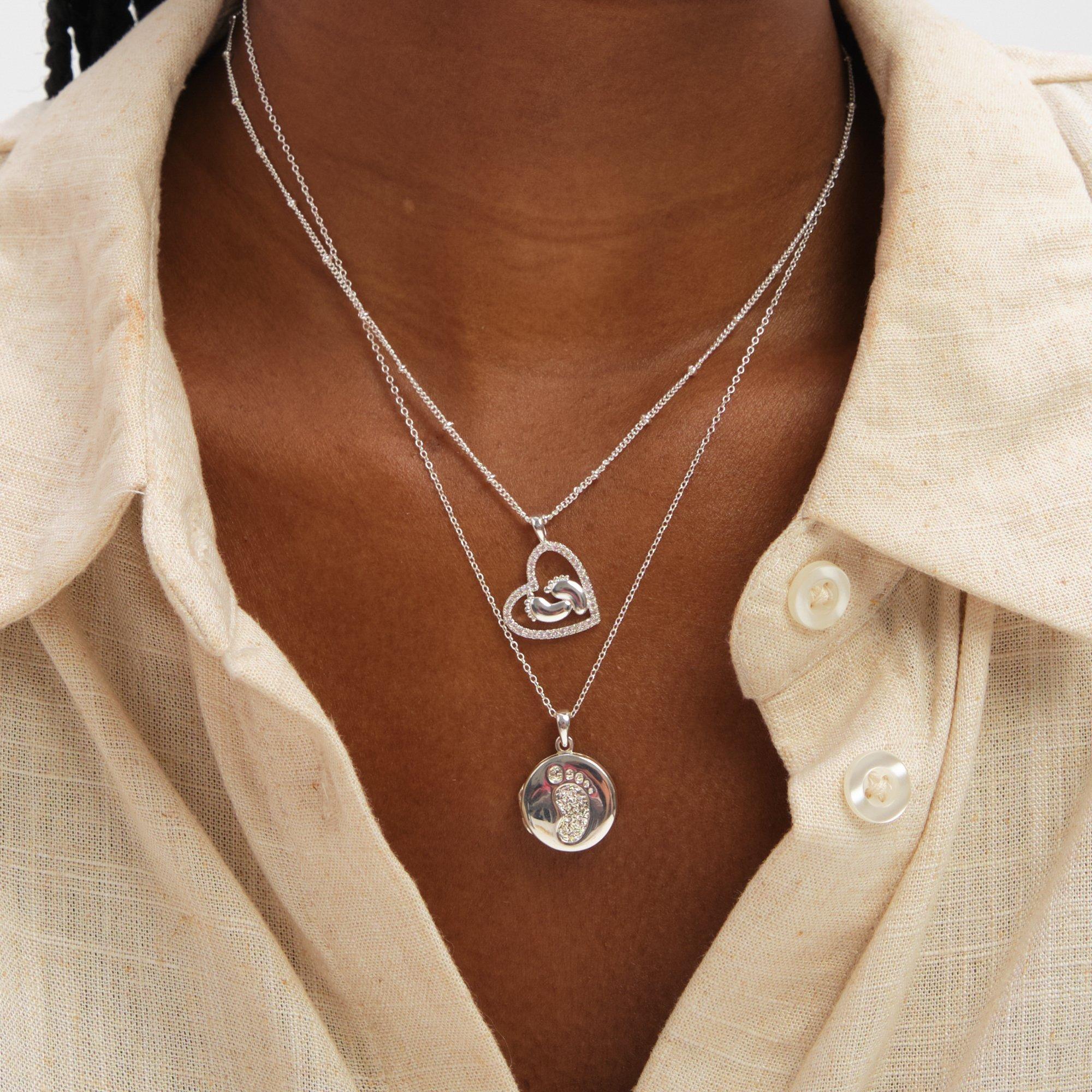 Silver - Inicio - Sterling Silver New Baby Pendant - Gift Pouch - 2