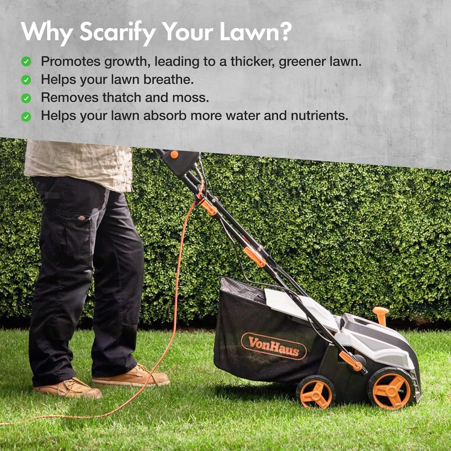 Grey - VonHaus - VonHaus 1800W 2 In 1 40Cm Scarifier / Aerator - 3