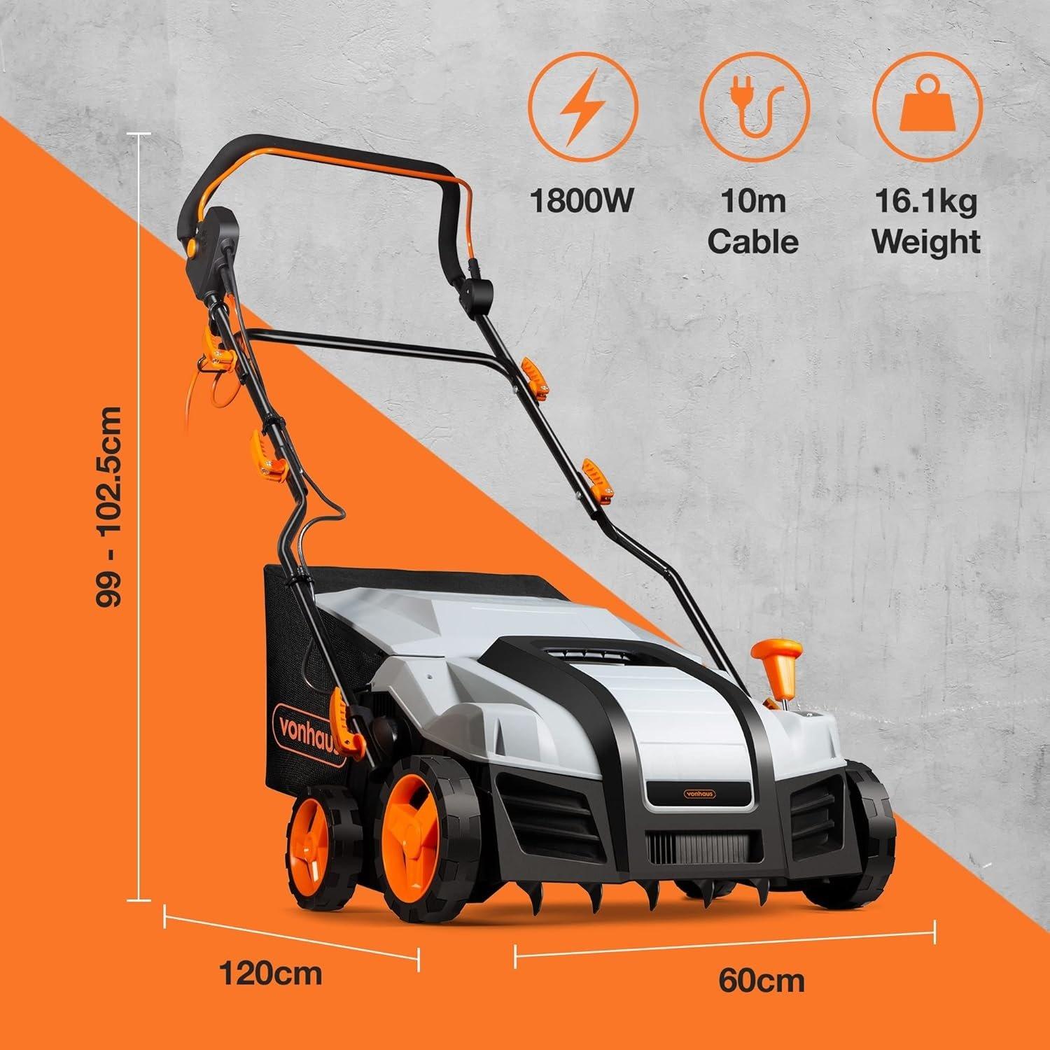 Grey - VonHaus - VonHaus 1800W 2 In 1 40Cm Scarifier / Aerator - 8
