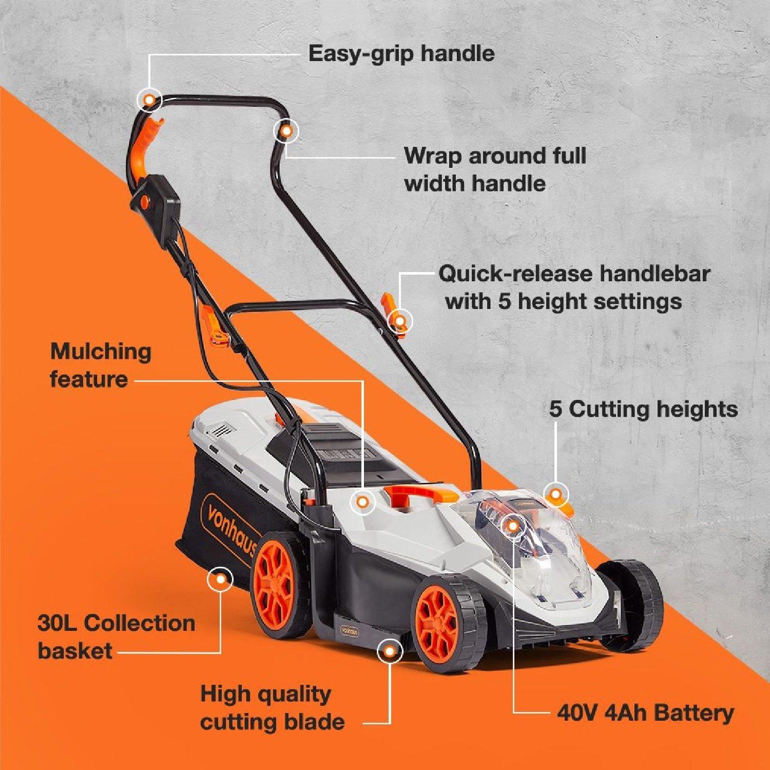 Grey - VonHaus - VonHaus Cordless Lawnmower 40V - 2
