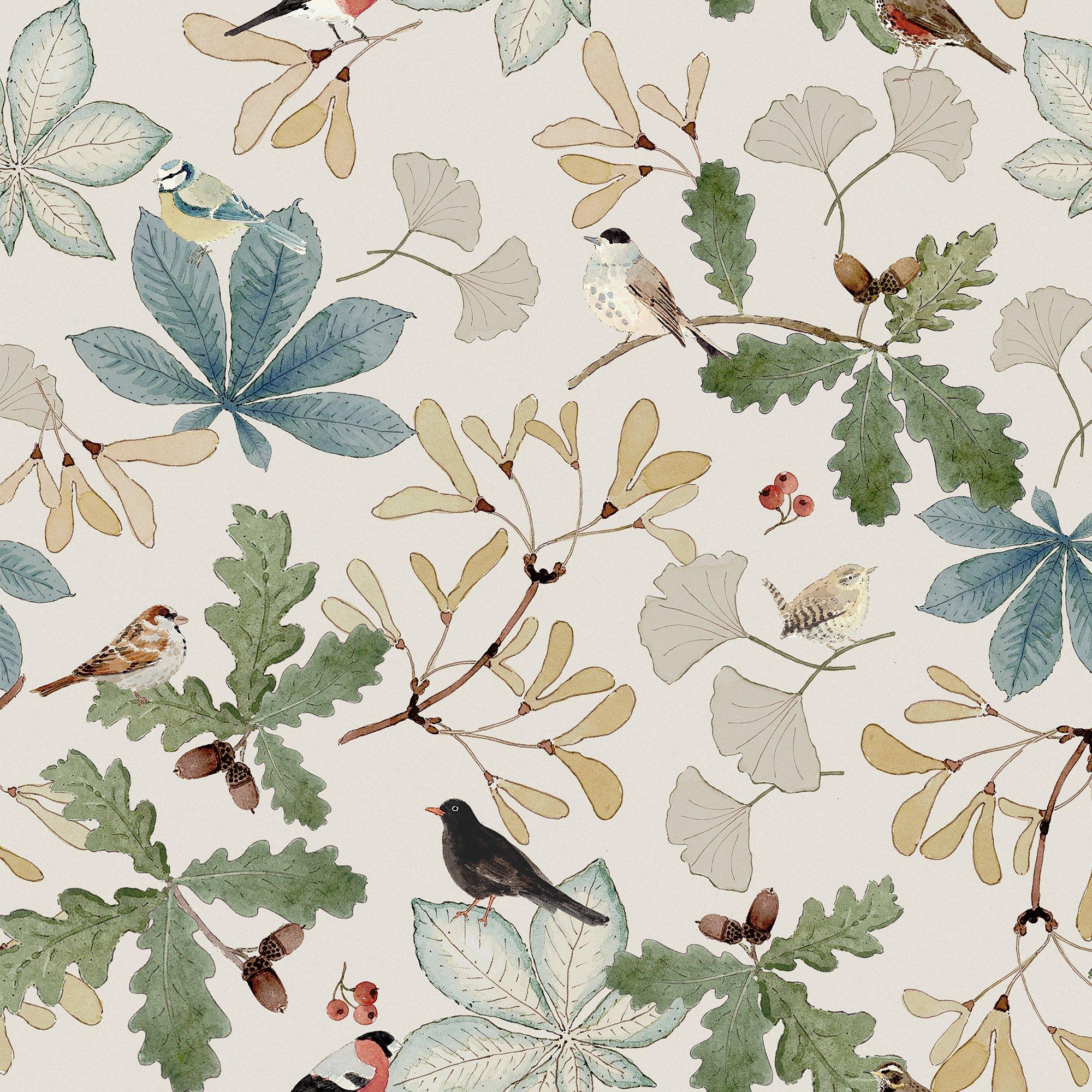 Off White - Sophie Allport - Orchard Birds Wallpaper - 1