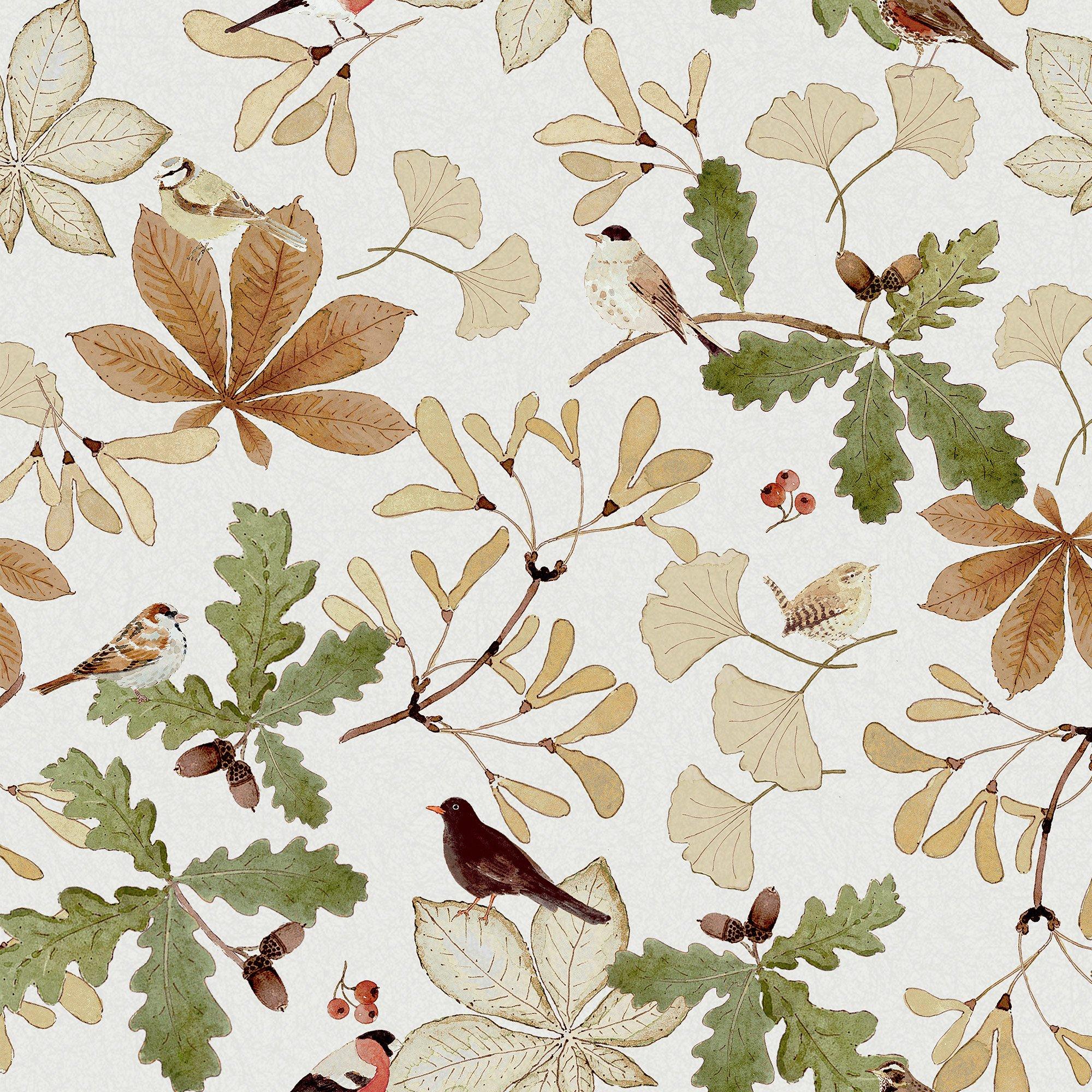 Sophie Allport  Orchard Birds Wallpaper - Warm Sand
