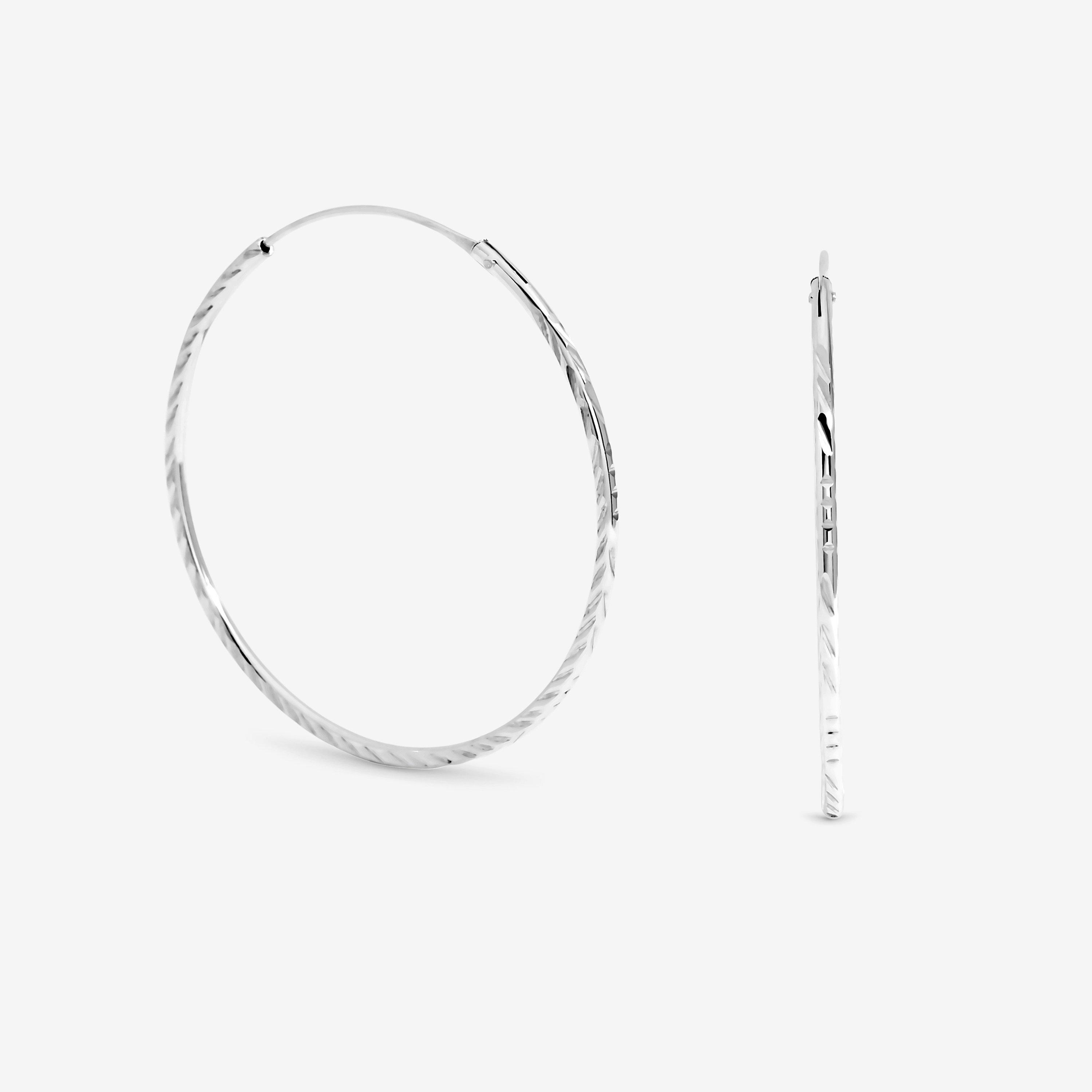 Silver - Simply Silver - Sterling Silver 925 Polished Sleeper Hoop Earrings