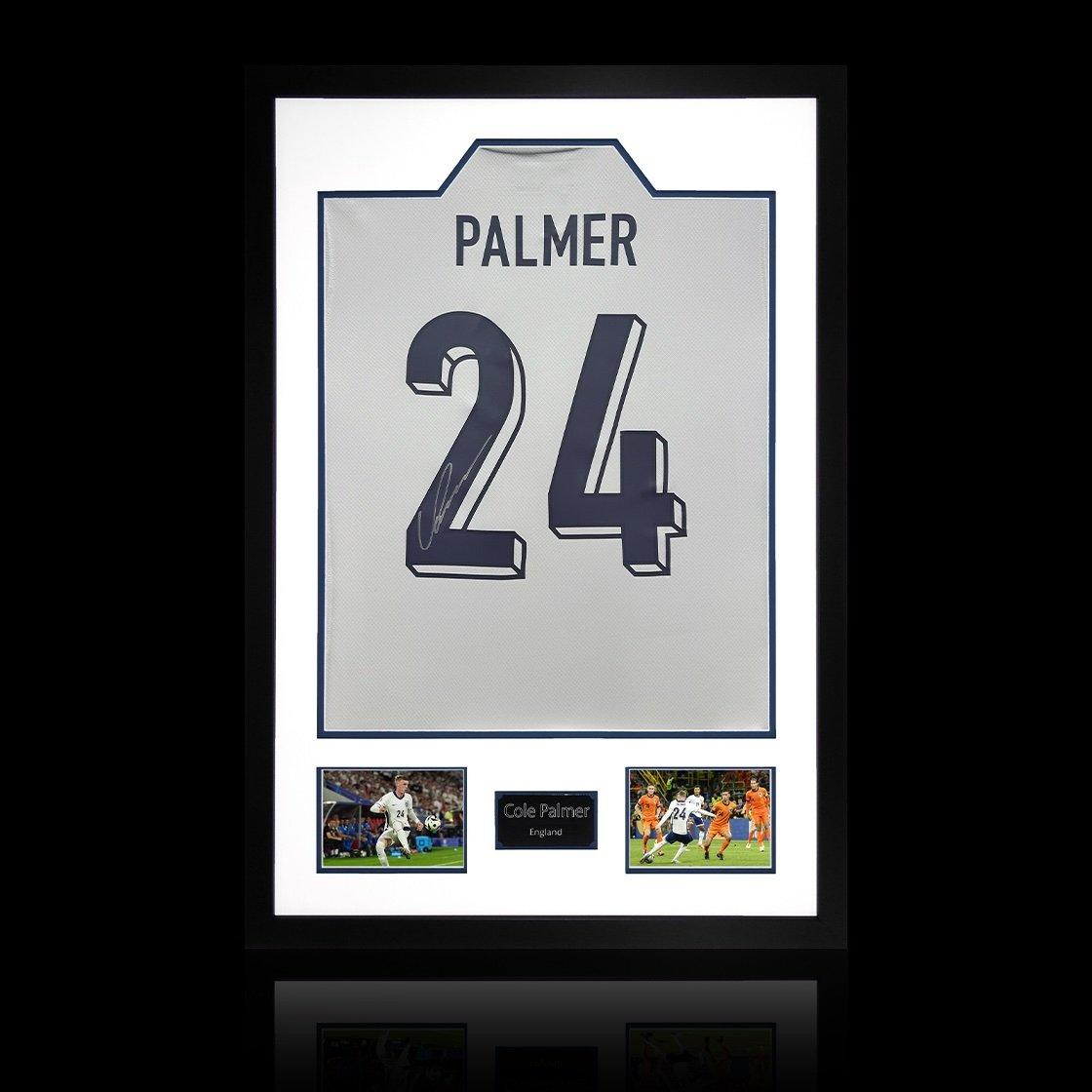 White - The Fan Cave - Cole Palmer Signed England Shirt Premium Frame - 1