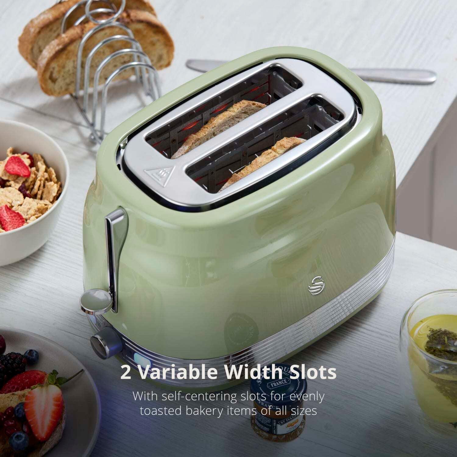 Green - Swan - Retro 2 Slice Toaster with 6 Browning Levels Green - 3