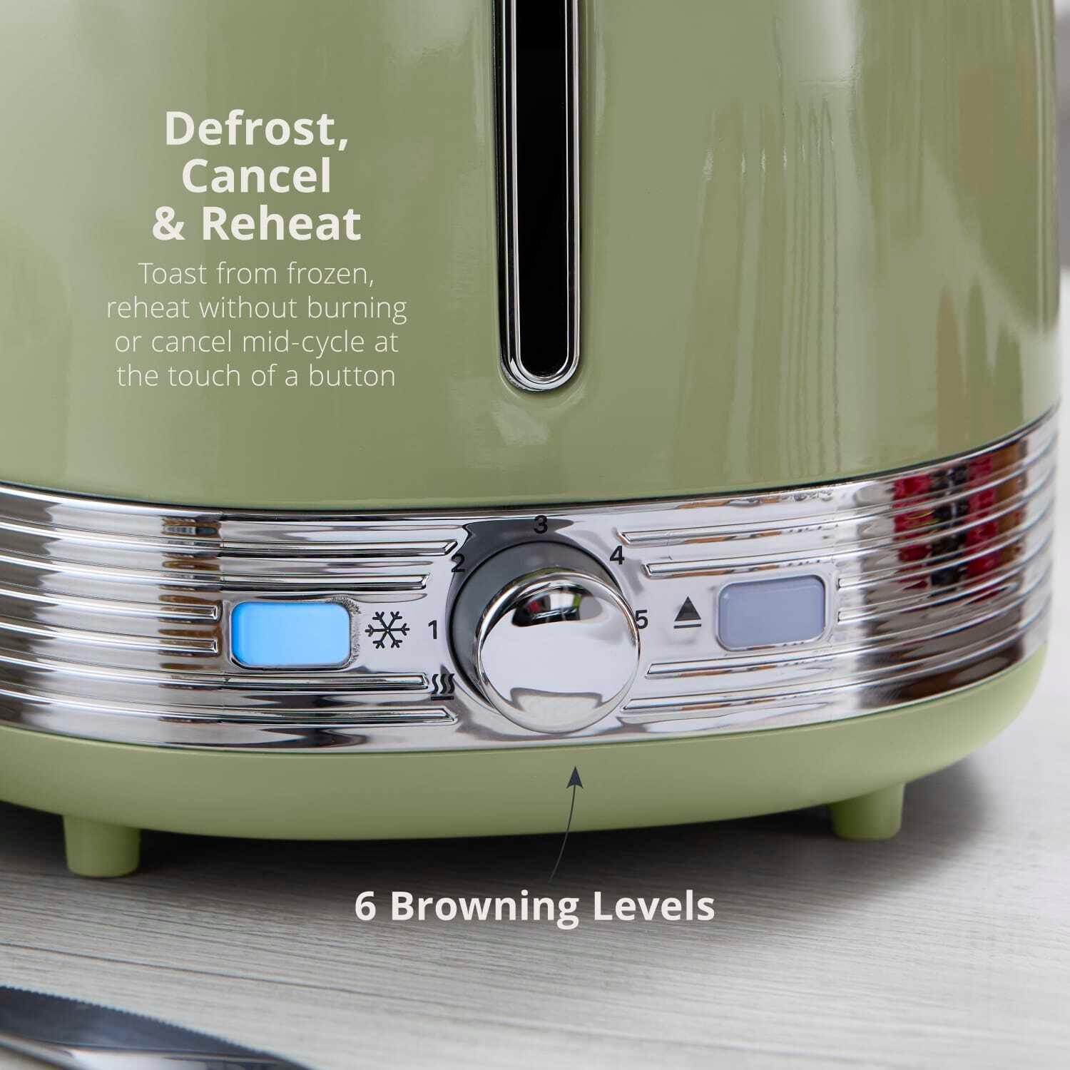 Green - Swan - Retro 2 Slice Toaster with 6 Browning Levels Green - 4