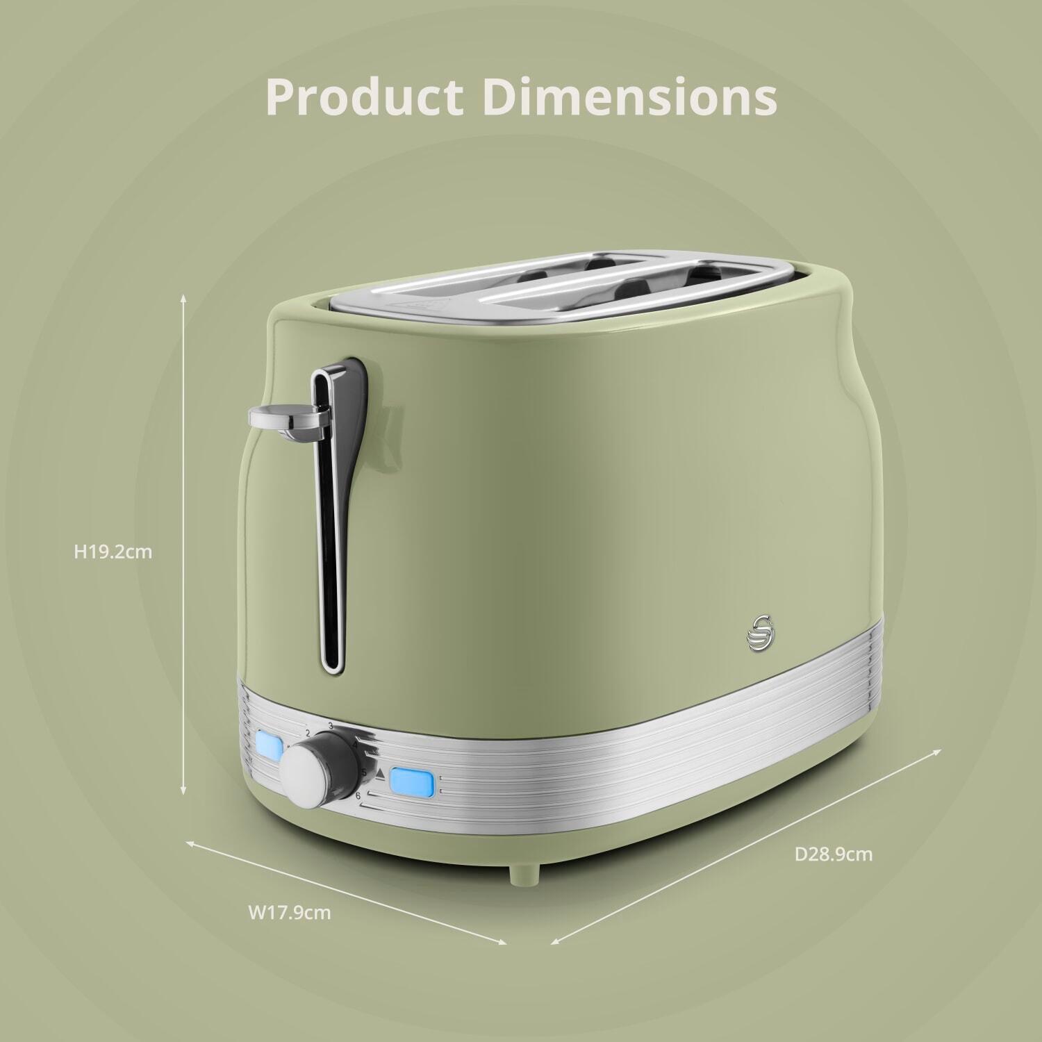 Green - Swan - Retro 2 Slice Toaster with 6 Browning Levels Green - 6