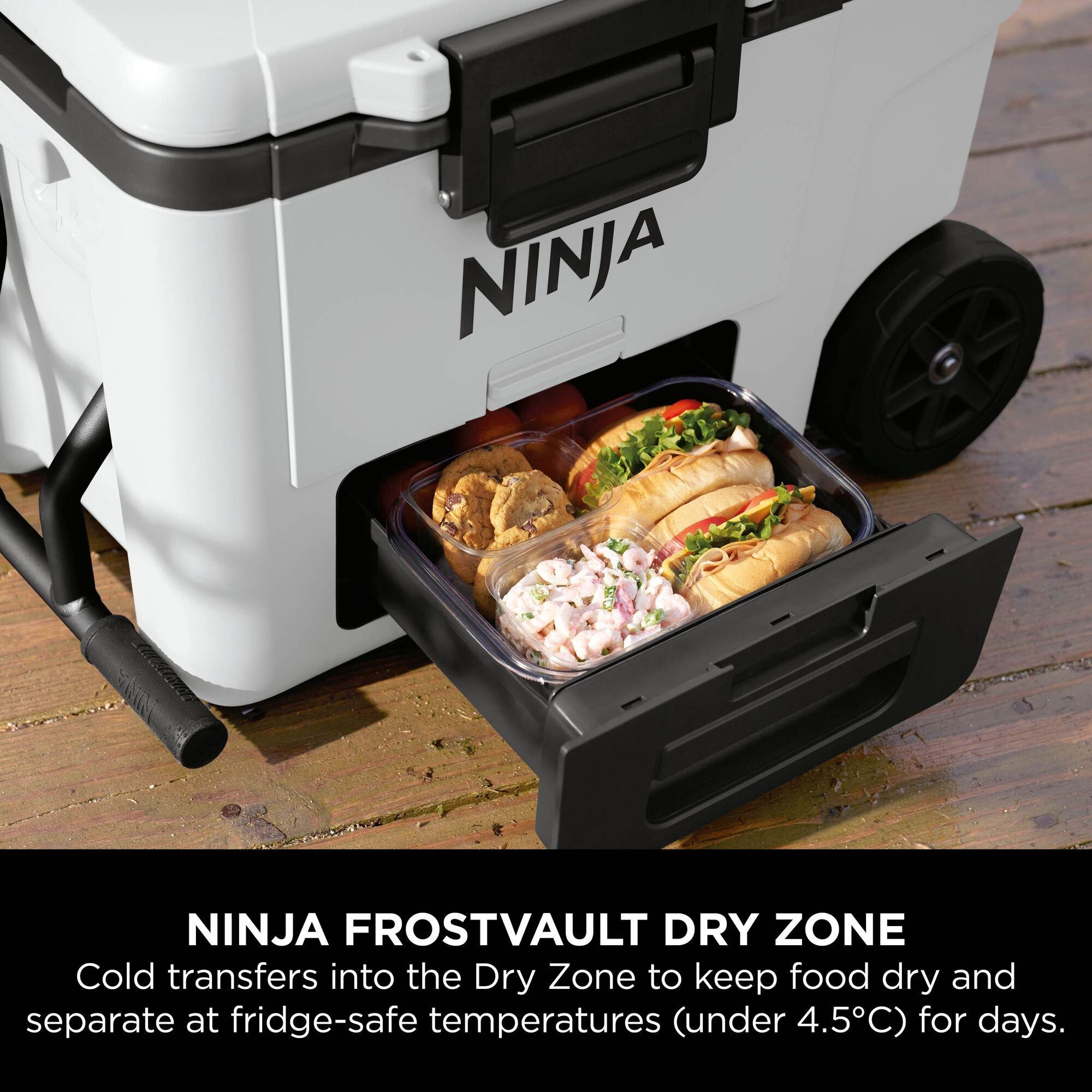 White - Ninja - FrostVault 45QT/42L Wheeled Cooler with Dry Zone - 11