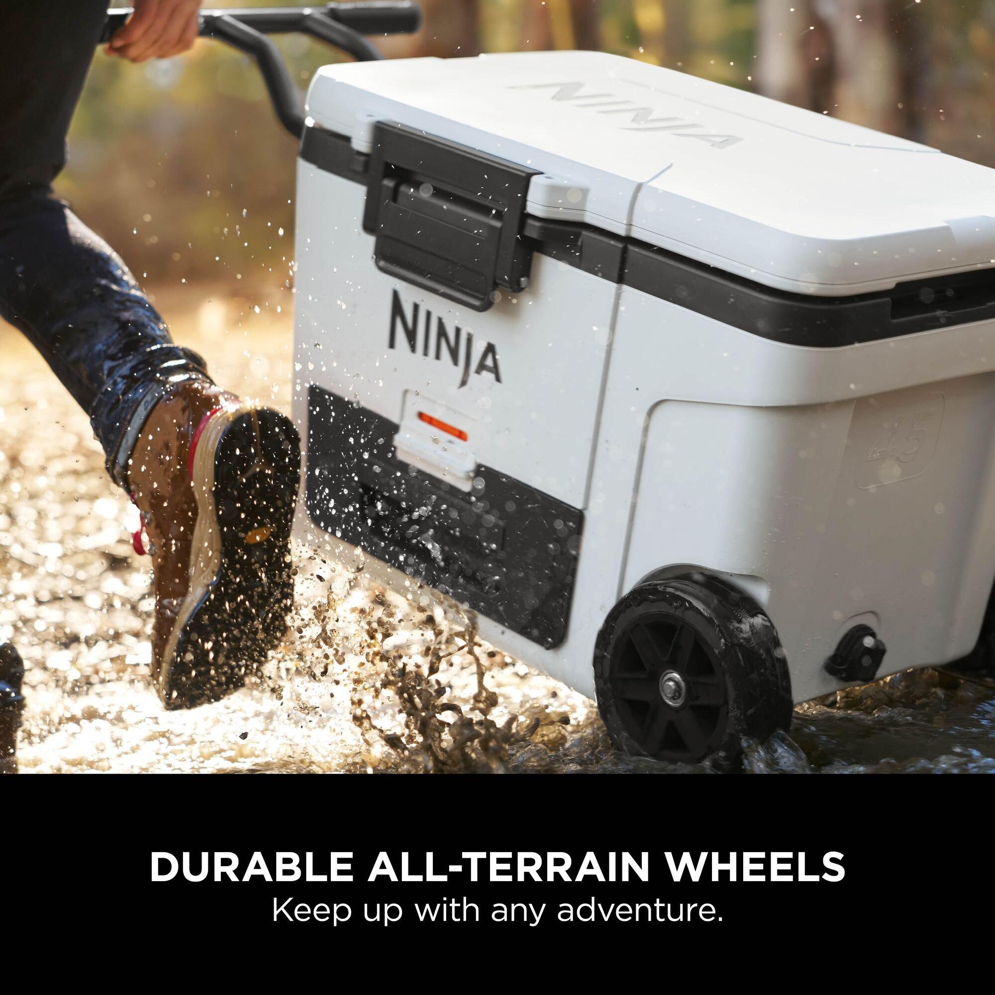White - Ninja - FrostVault 45QT/42L Wheeled Cooler with Dry Zone - 13