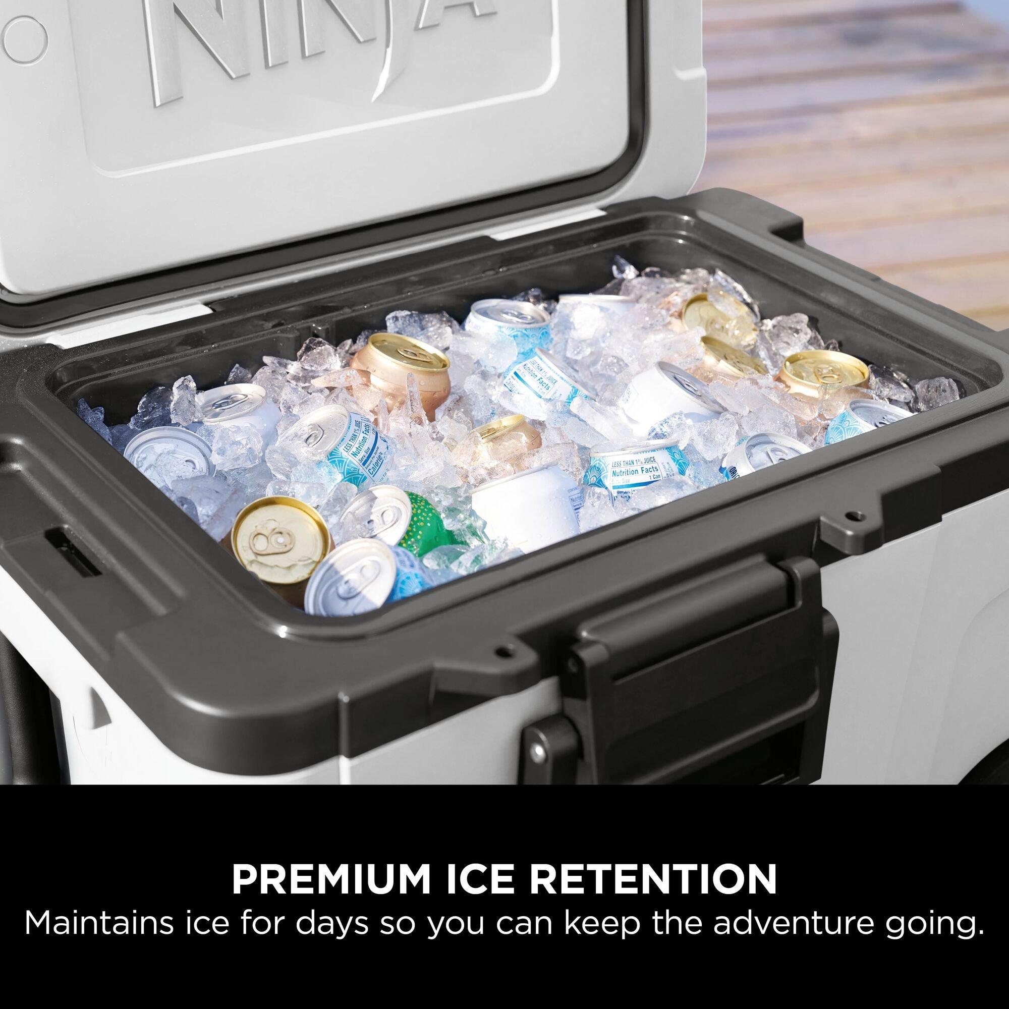 White - Ninja - FrostVault 45QT/42L Wheeled Cooler with Dry Zone - 14