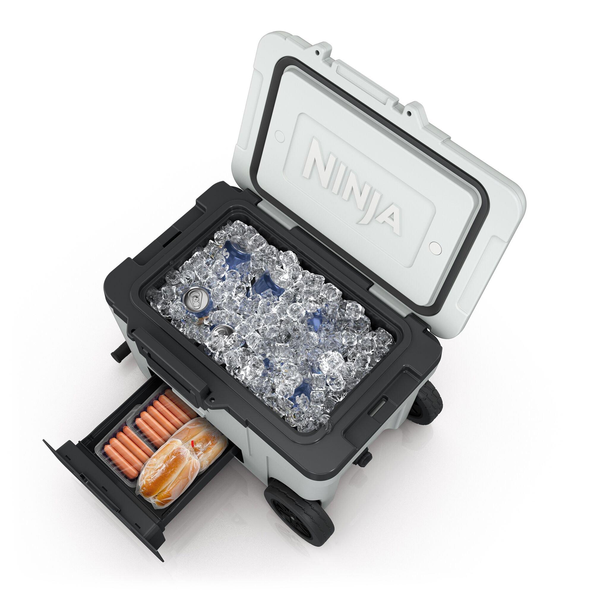 White - Ninja - FrostVault 45QT/42L Wheeled Cooler with Dry Zone - 6