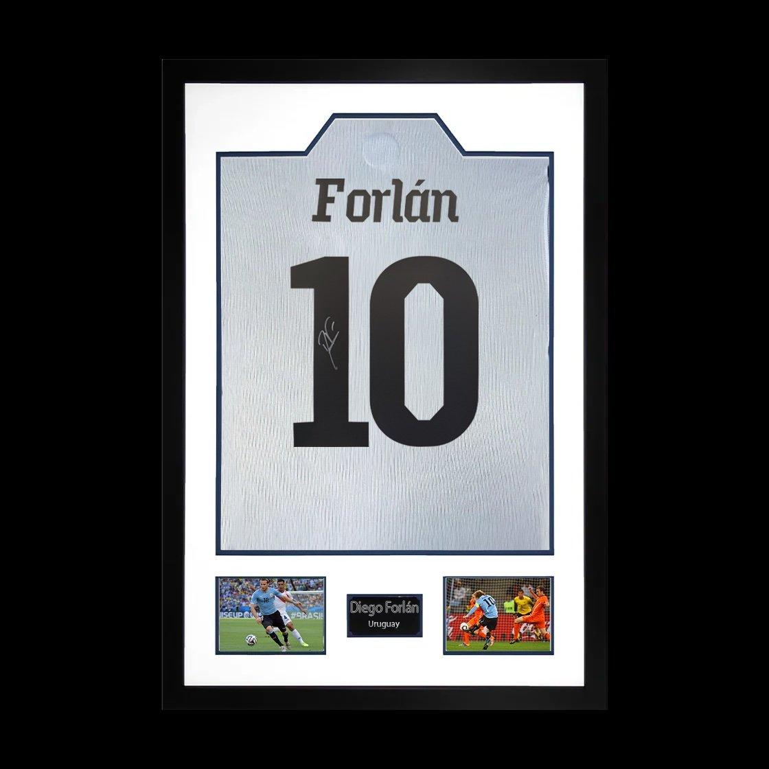 The Fan Cave Diego Forlan Signed Uruguay Shirt Premium Frame