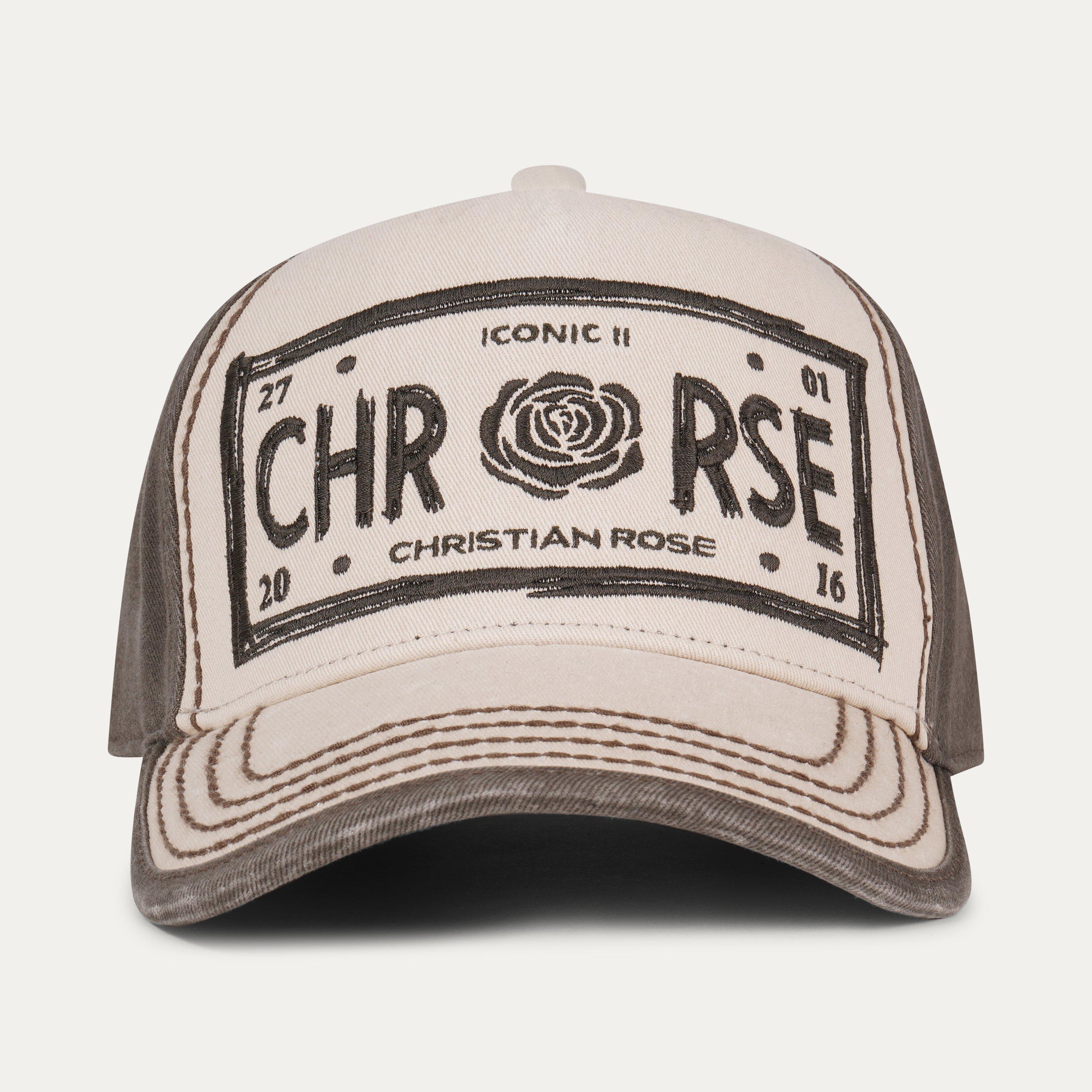 Cream / Grey - Christian Rose - Men's Vintage Plate Sketch Trucker Cap - 2
