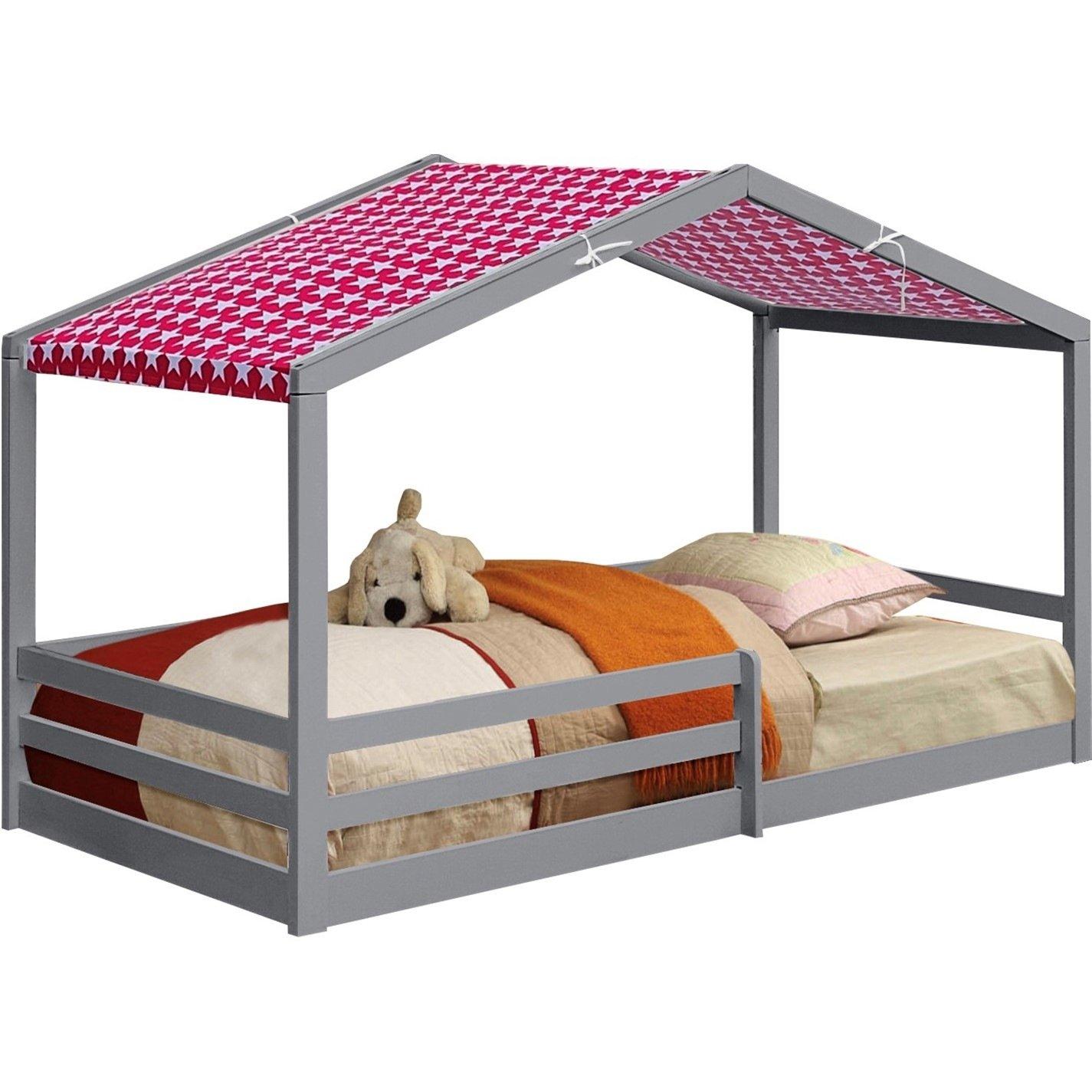 Grey - Comfy Living - 3ft House Bed Frame With Tent and Mat - 6