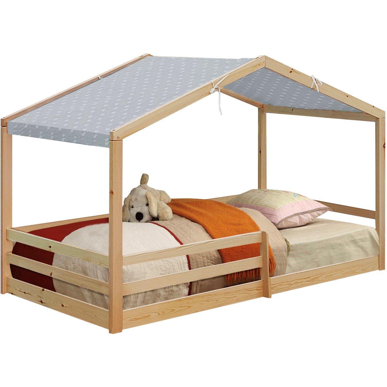 Pine - Comfy Living - 3ft House Bed Frame With Tent and Mat - 5