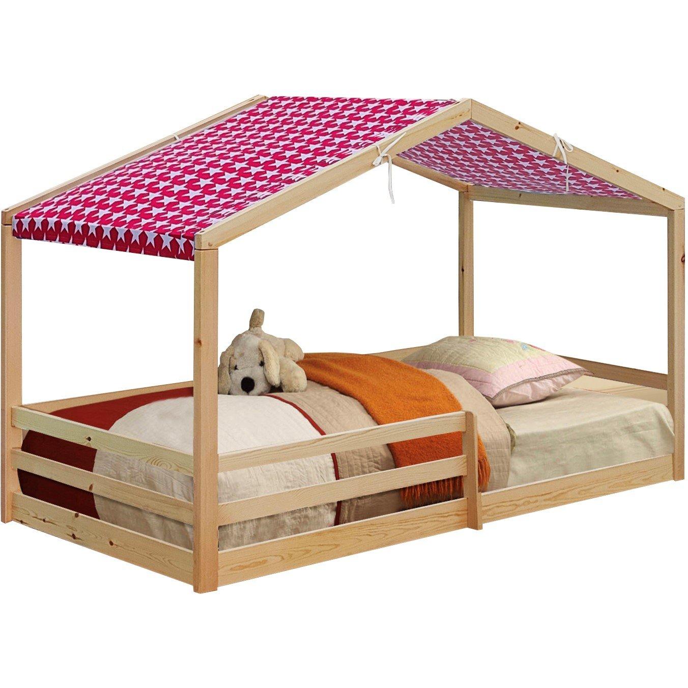 Pine - Comfy Living - 3ft House Bed Frame With Tent and Mat - 6