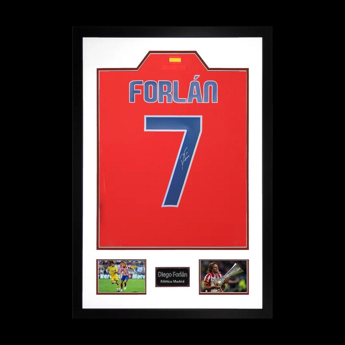 The Fan Cave Diego Forlan Signed Atletico Madrid Shirt Premium