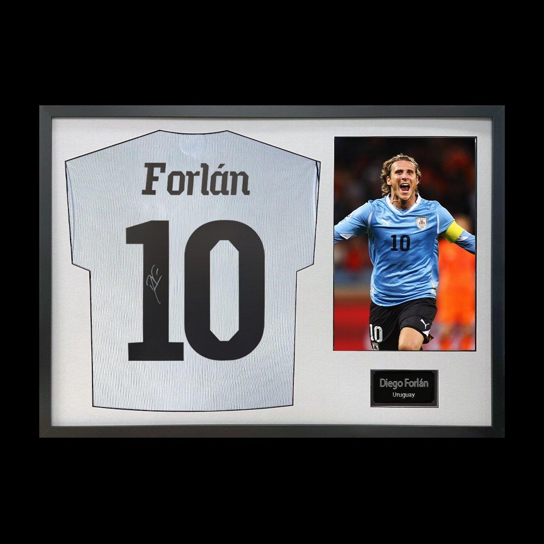 Blue - The Fan Cave - Diego Forlan Signed Uruguay Shirt Classic Frame - 1