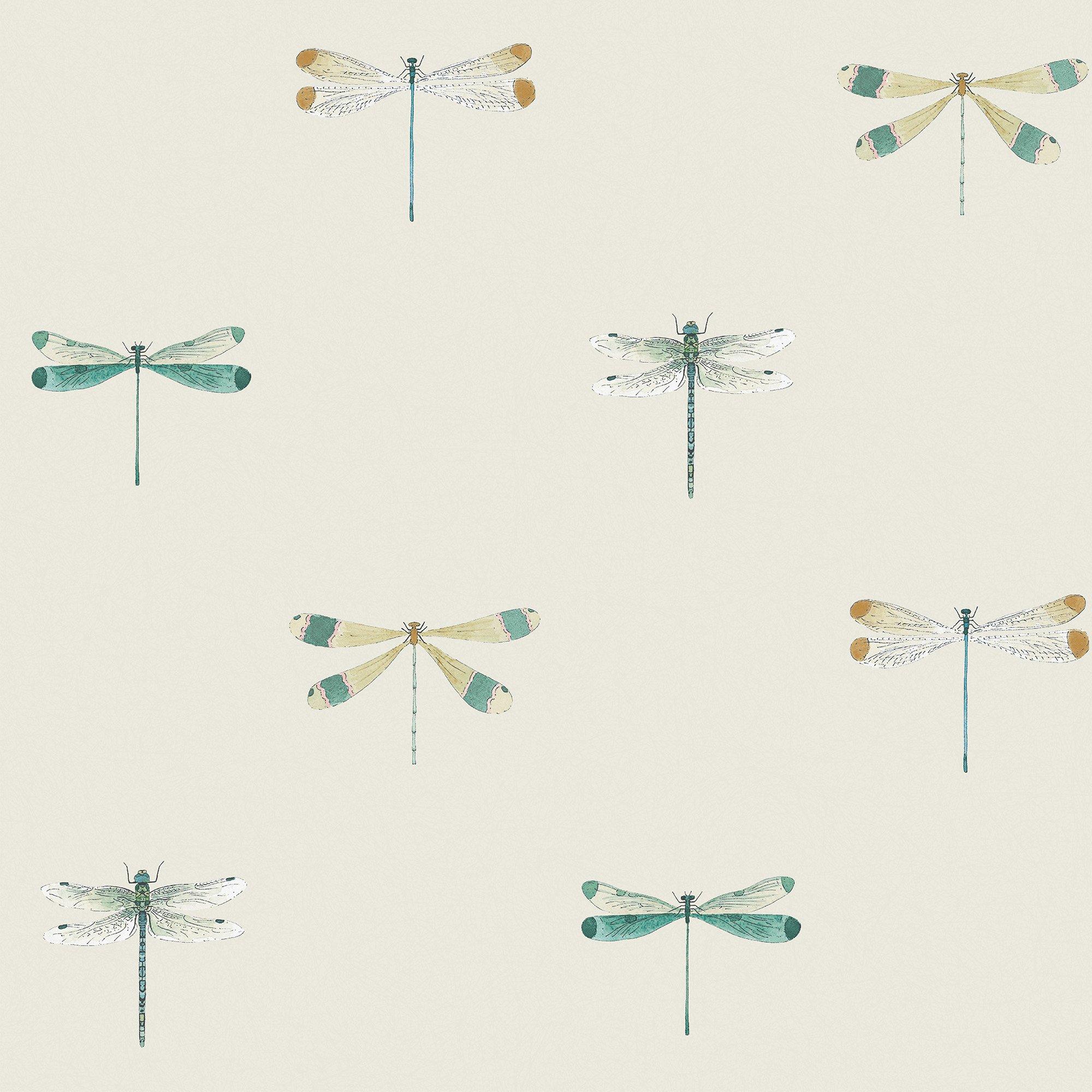 Off White - Sophie Allport - Watercolour Dragonfly Wallpaper - 1
