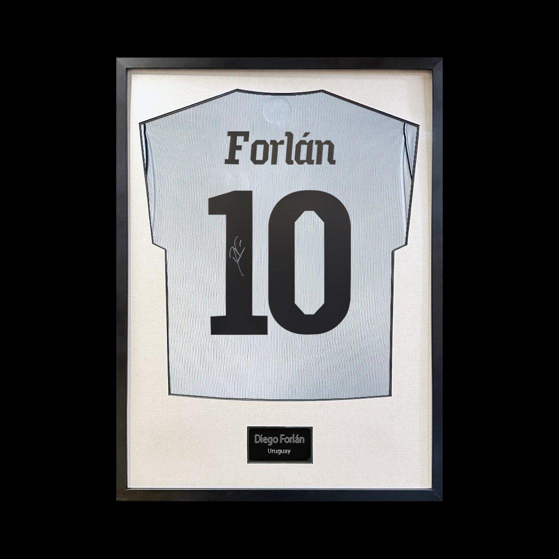 The Fan Cave Diego Forlan Signed Uruguay Shirt Standard Frame