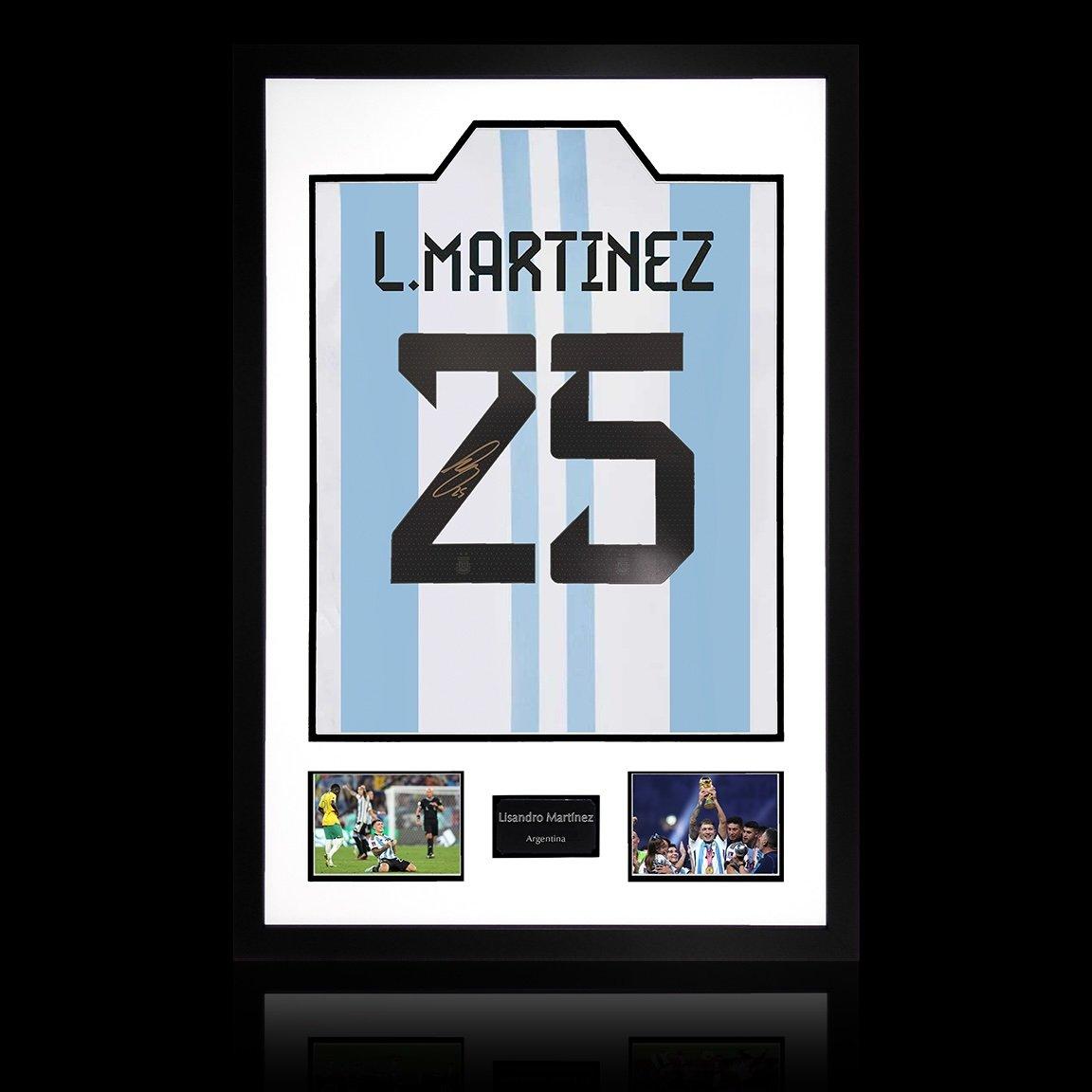 The Fan Cave  Lisandro Martínez Signed Argentina Premium Frame - Blue - 850x600mm