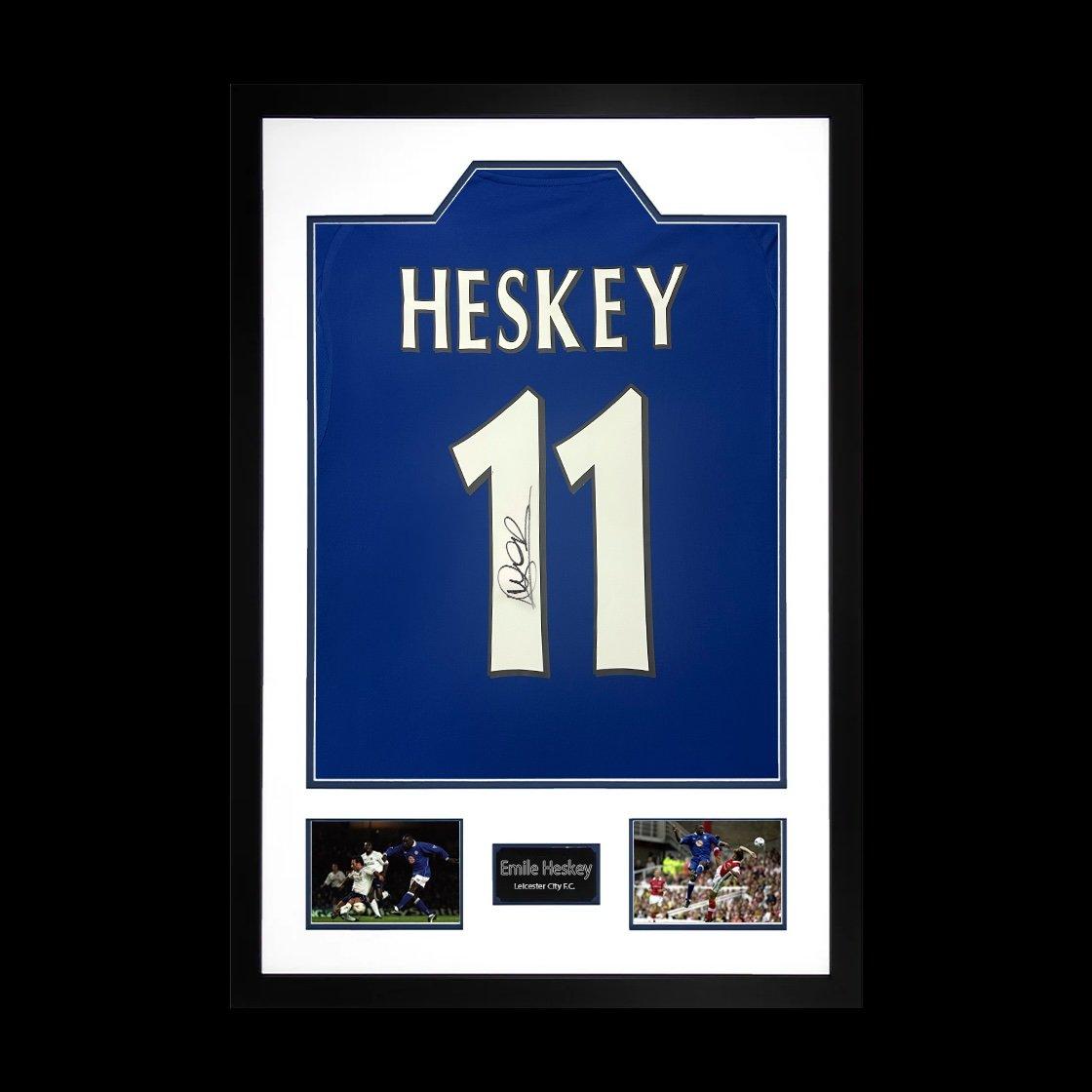 The Fan Cave  Emile Heskey Signed Lcfc Shirt Premium Frame - Blue - 850x600mm