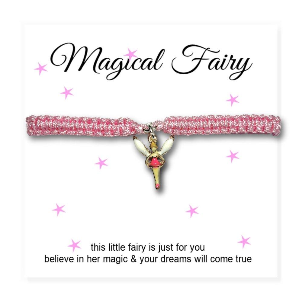 Pink - Aye Do Gifts - Magical Fairy Cord Bracelet & Card 300-CDK-FBmfl - 1